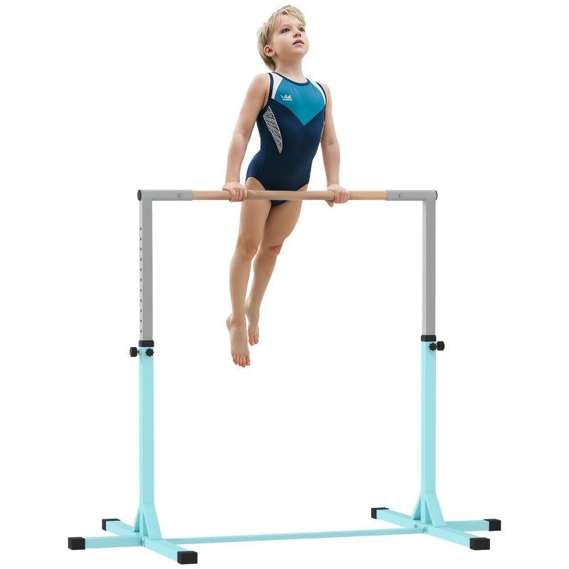 Gymnastics Horizontal Bar, Height Adjustable, Light Blue