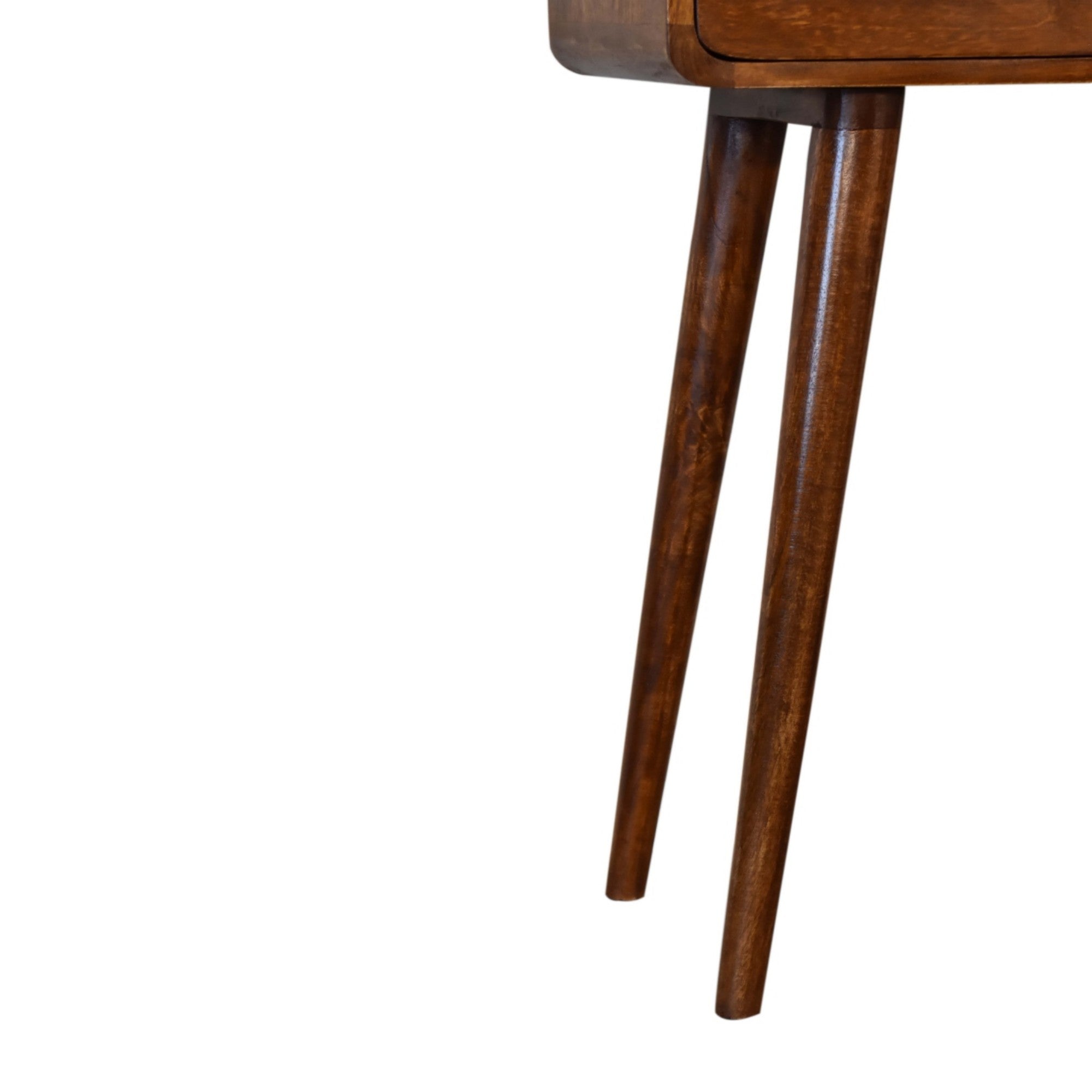 Mini Console Table, 2 Drawers Open Slot, Solid Wood Dark Brown
