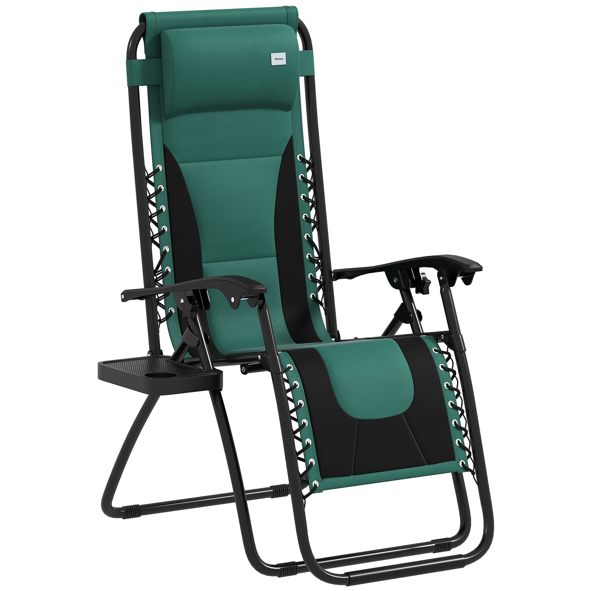 Zero Gravity Lounger Chair Folding Reclining Patio Chair with Padded Seat Cup Holder Green