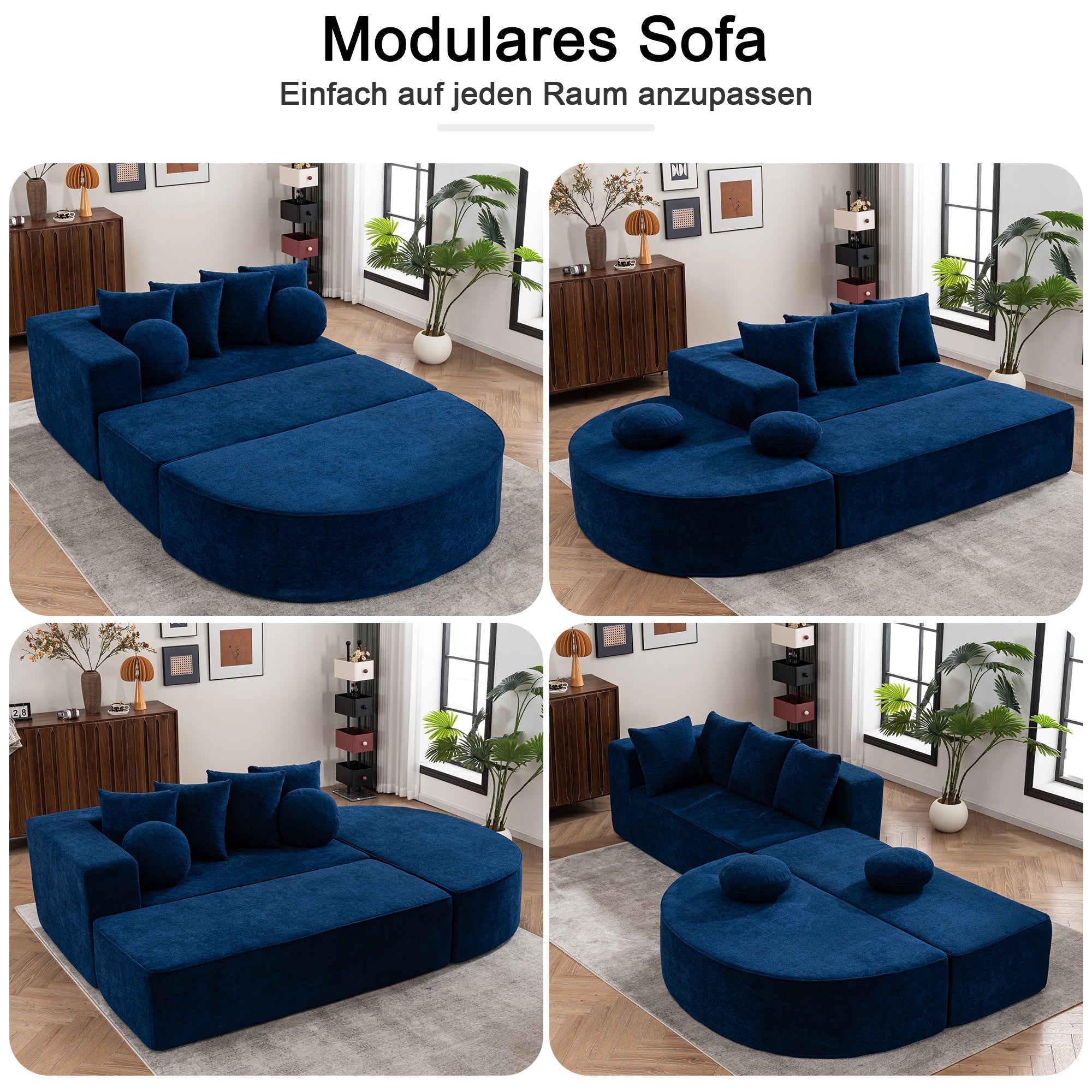 Modular Cloud Sofa Boneless Segmented No Assembly - Chenille Fabric