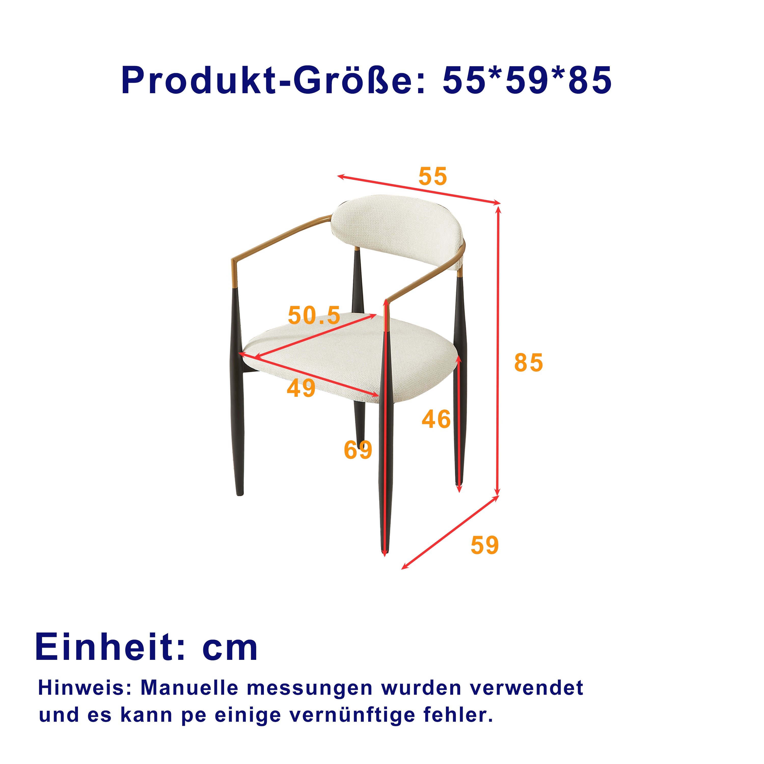 2-Piece Chair Set Metal Frame Black Gold Accent Beige Cushion