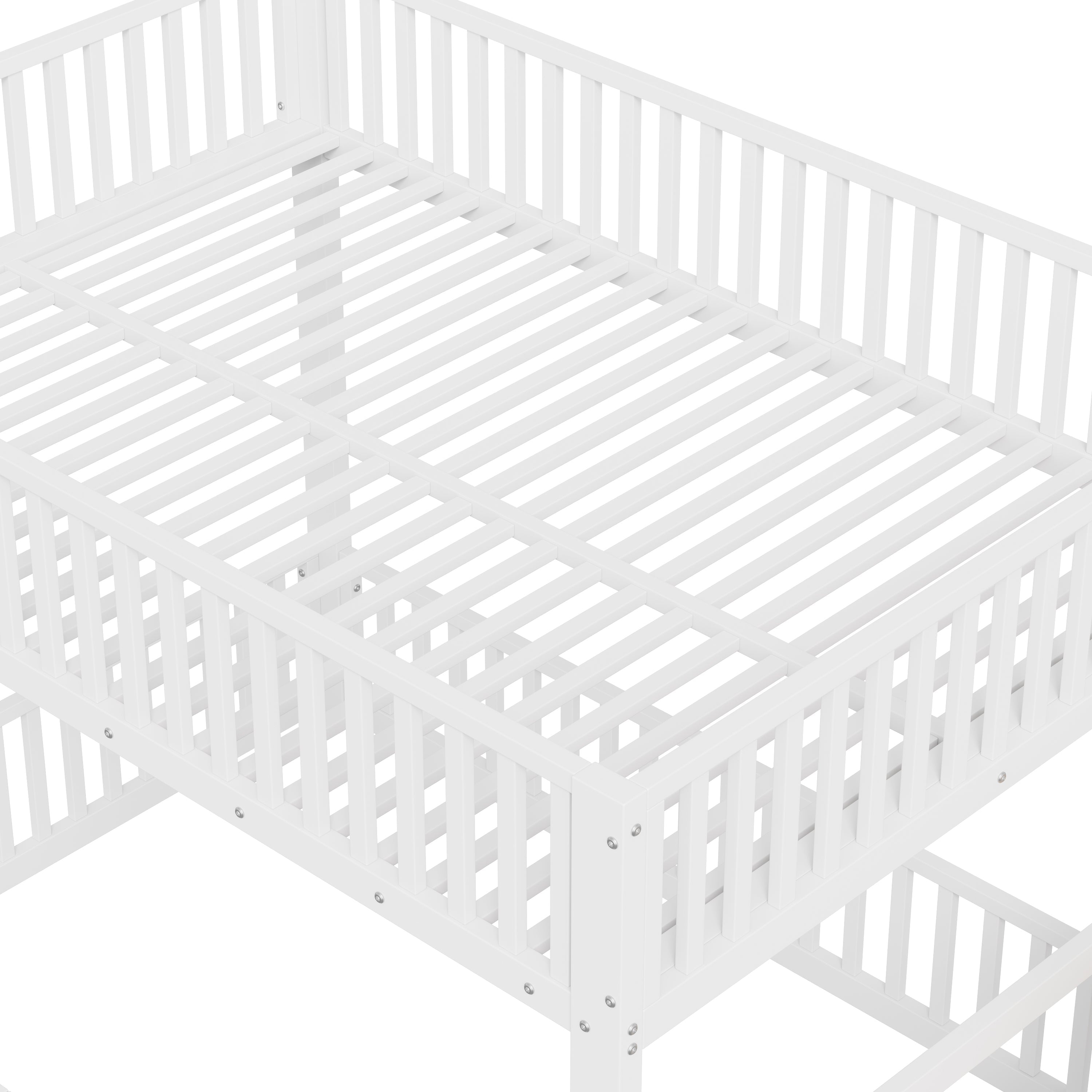 Bunk Bed with Storage Ladder and LED, 140x200cm, White