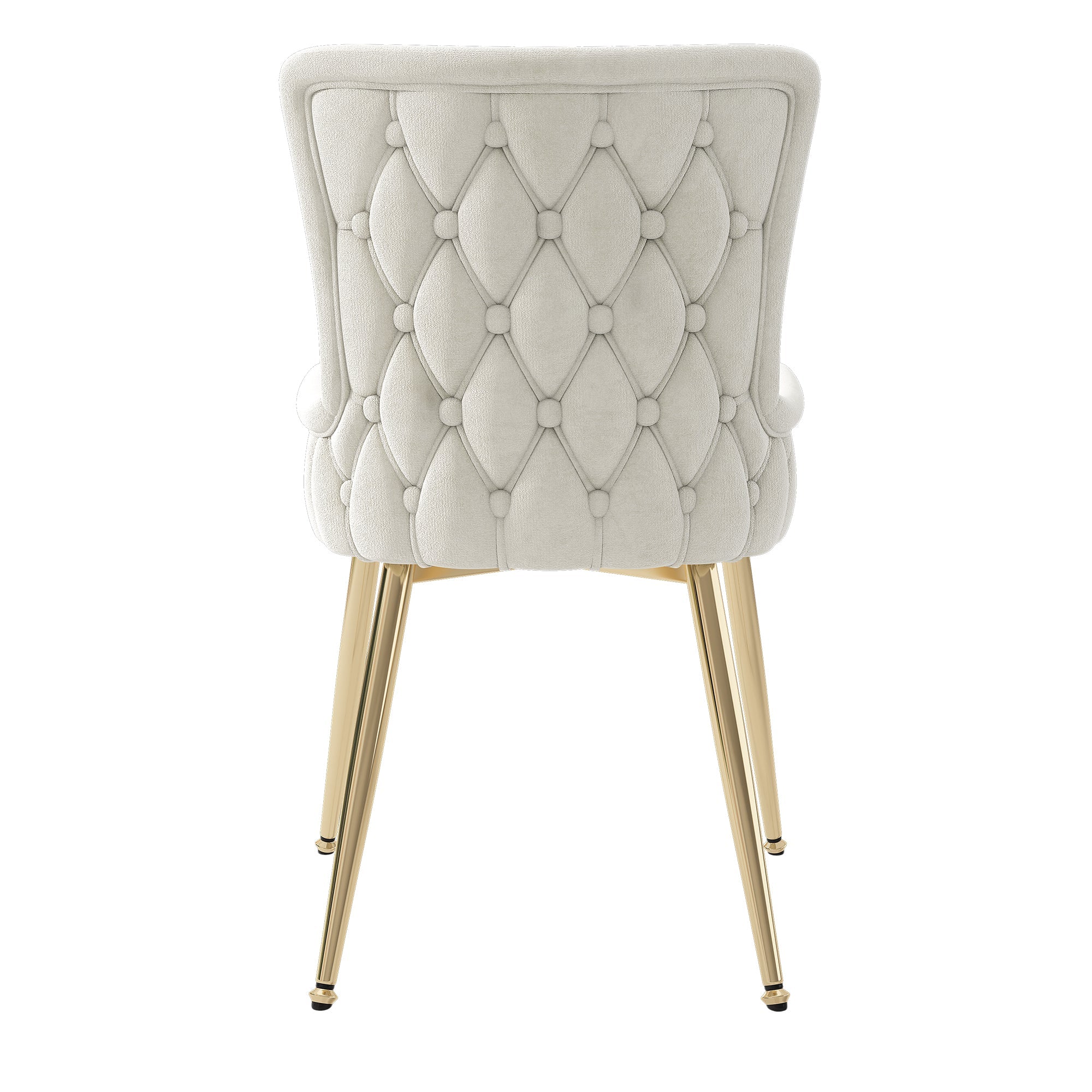 Velvet Dining/Lounge Chair Set of 2 Luxurious Gold Metal Legs - Beige