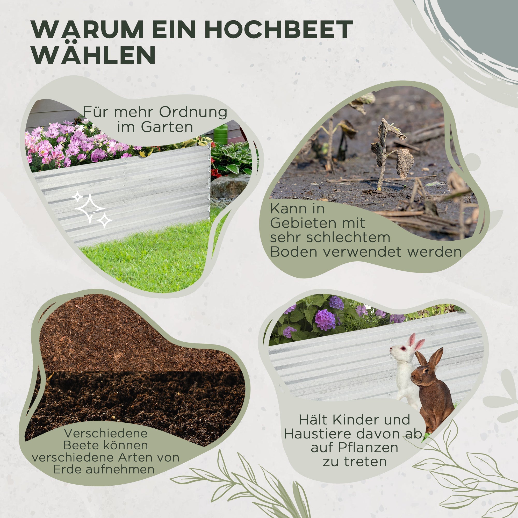 Raised Bed, Garden Planting Planter 180x90x60cm, Steel