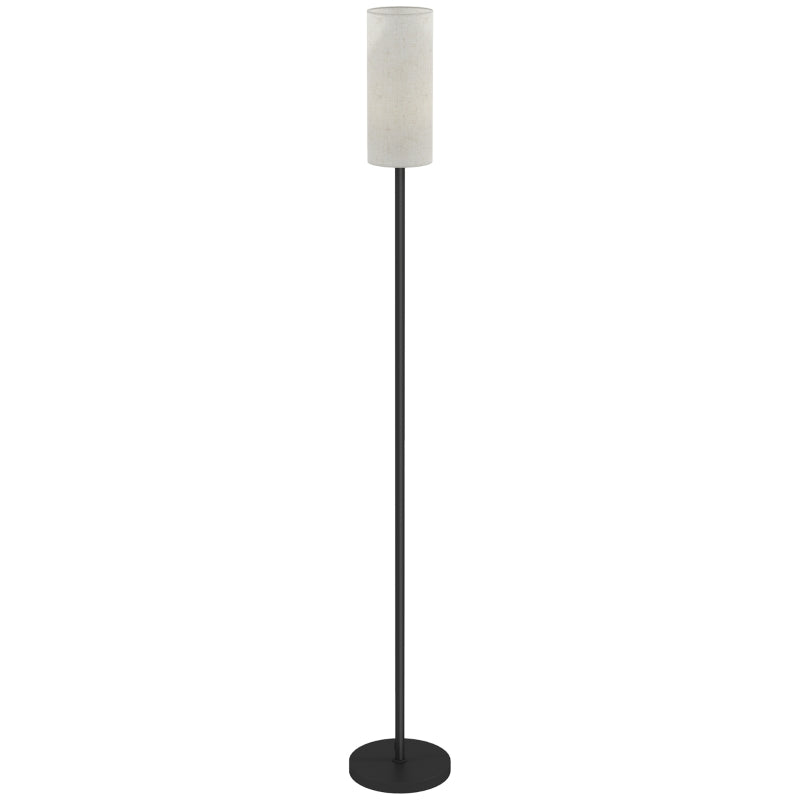 Floor lamp with fabric lampshade E27 socket foot switch, black