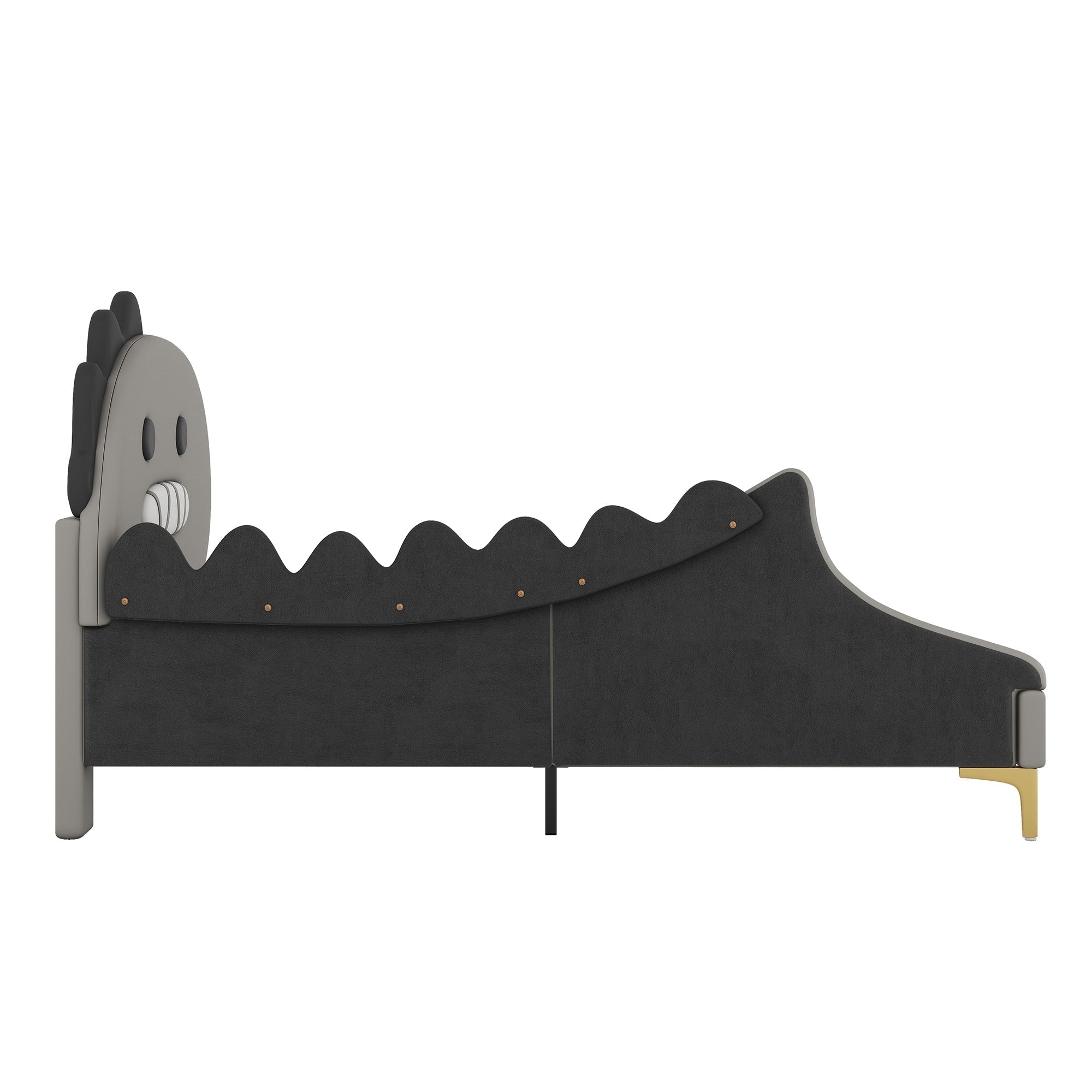 Children's Bed 90x200cm Dinosaur Shape Flat Bed - PU Grey