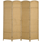 Room Divider, 4-Panel Foldable Privacy Screen, Natural