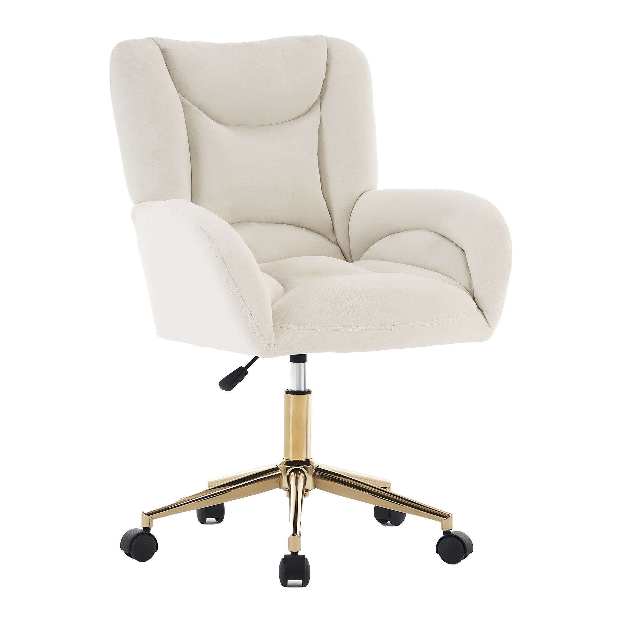 005 Swivel Chair, Full KD, Height Adjustable, Home Office, Velvet Fabric, Ivory