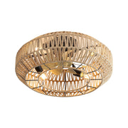 Boho Cage Ceiling Fan, 22-inch, 6 Speed, Reversible DC Motor, Rattan Weave