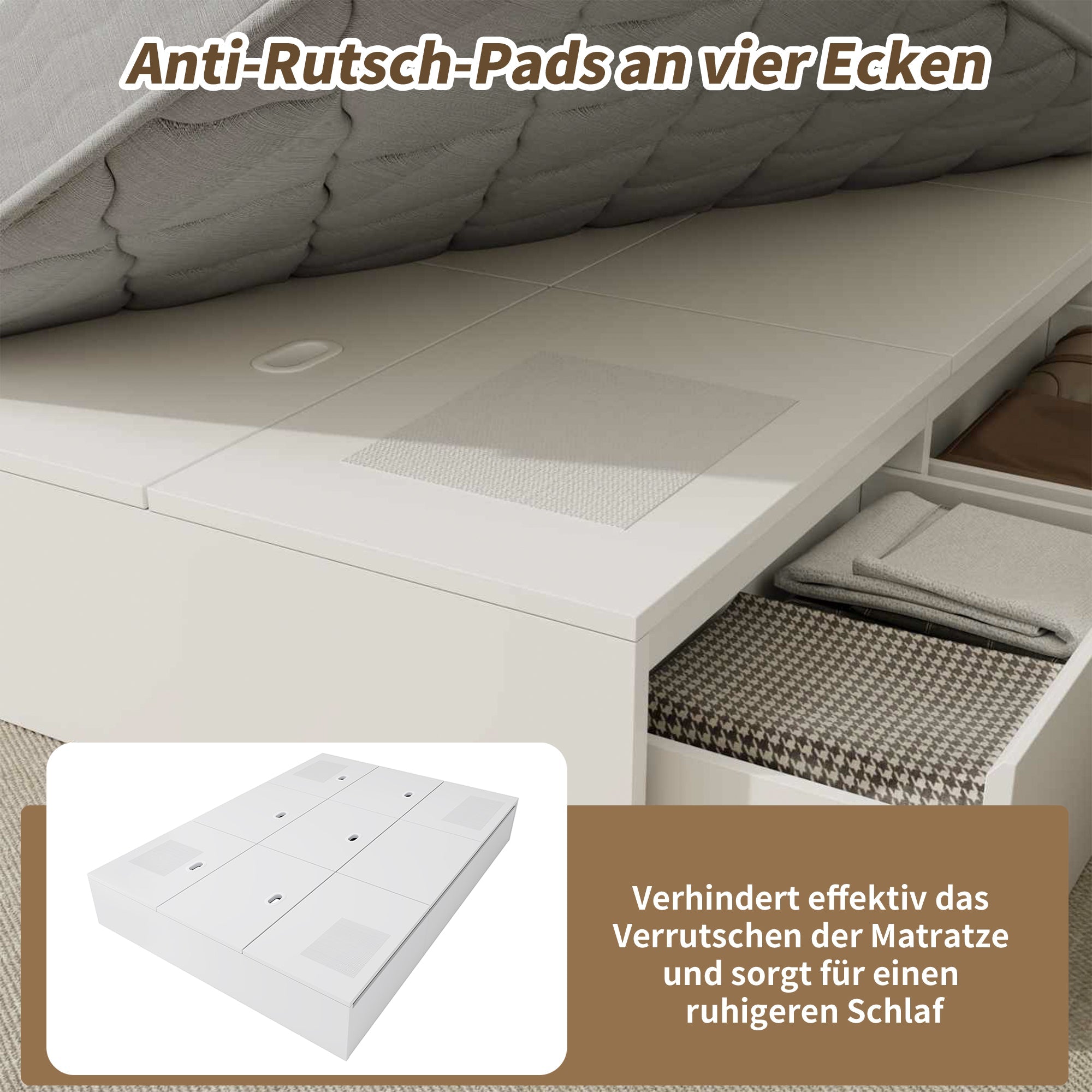 Solid Wood Storage Bed 140x200cm Pallet Drawers - White