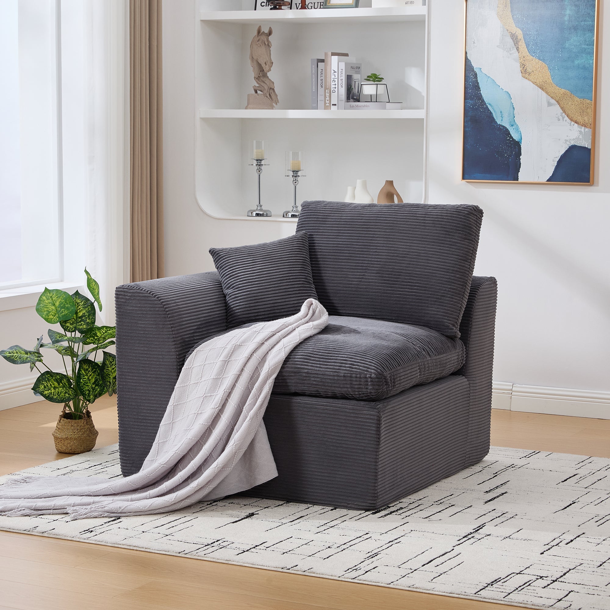 Armchair Single-Seater Modern Minimalist Fabric Cushion - Nordic Style