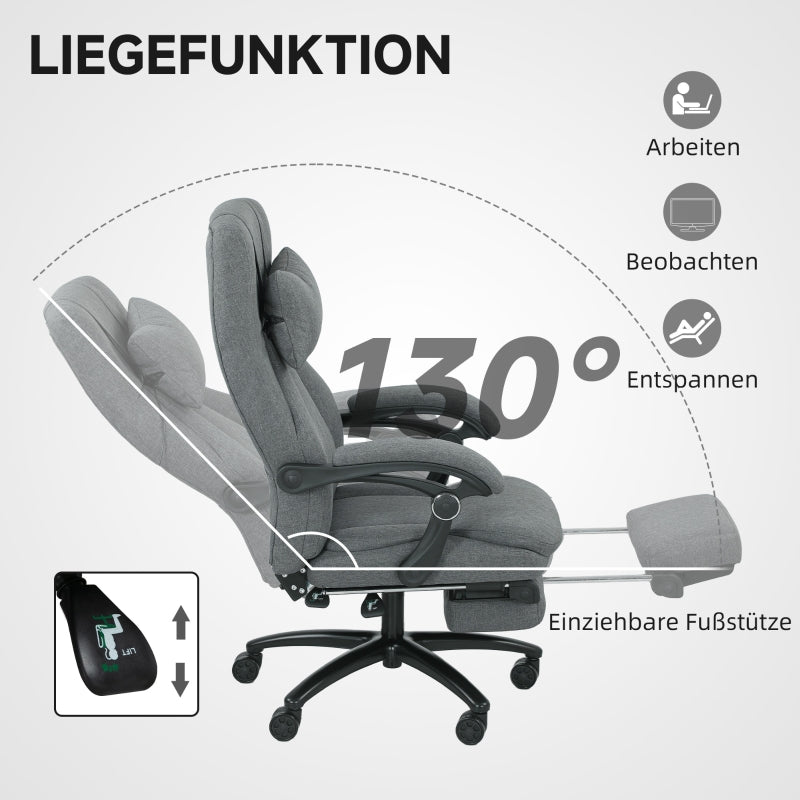 Vinsetto Massage Office Chair with USB Interface, Swivel Wheels, Dark Grey