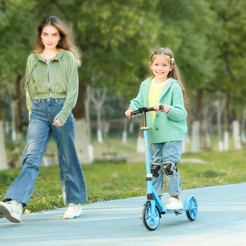 AIYAPLAY Children's Scooter, Foldable with Adjustable Handlebar, 2 Large Wheels, Rear Mudguard Brake, Blue