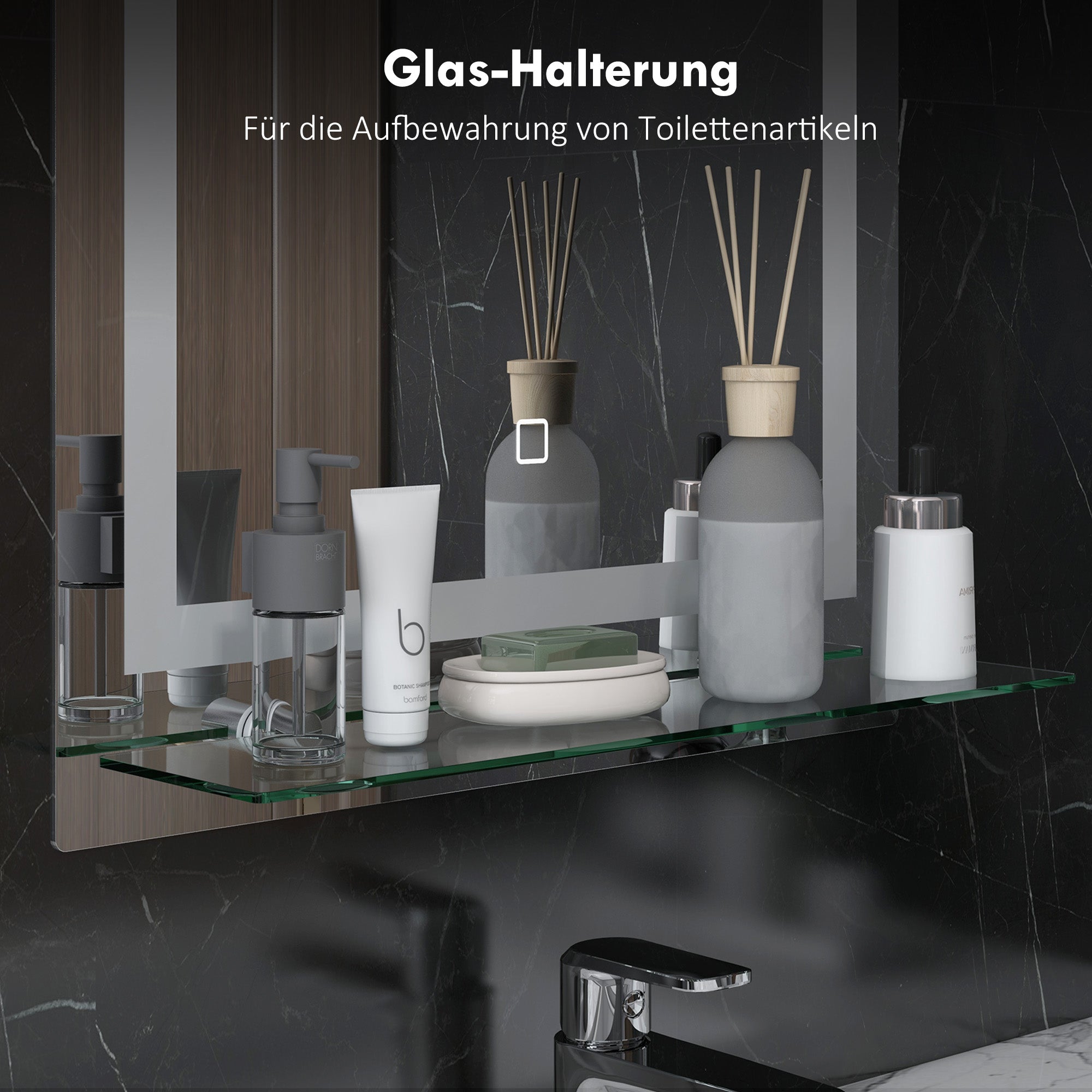 kleankin Bathroom Mirror, LED Lighting, 3 Light Colors, Aluminum