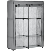 Steel Frame Fabric Wardrobe with Rail and Shelves, Light Grey