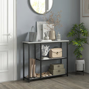 Console Table with 2 Levels, Side Table, Sofa Table, Anti-tip Protection, Steel White
