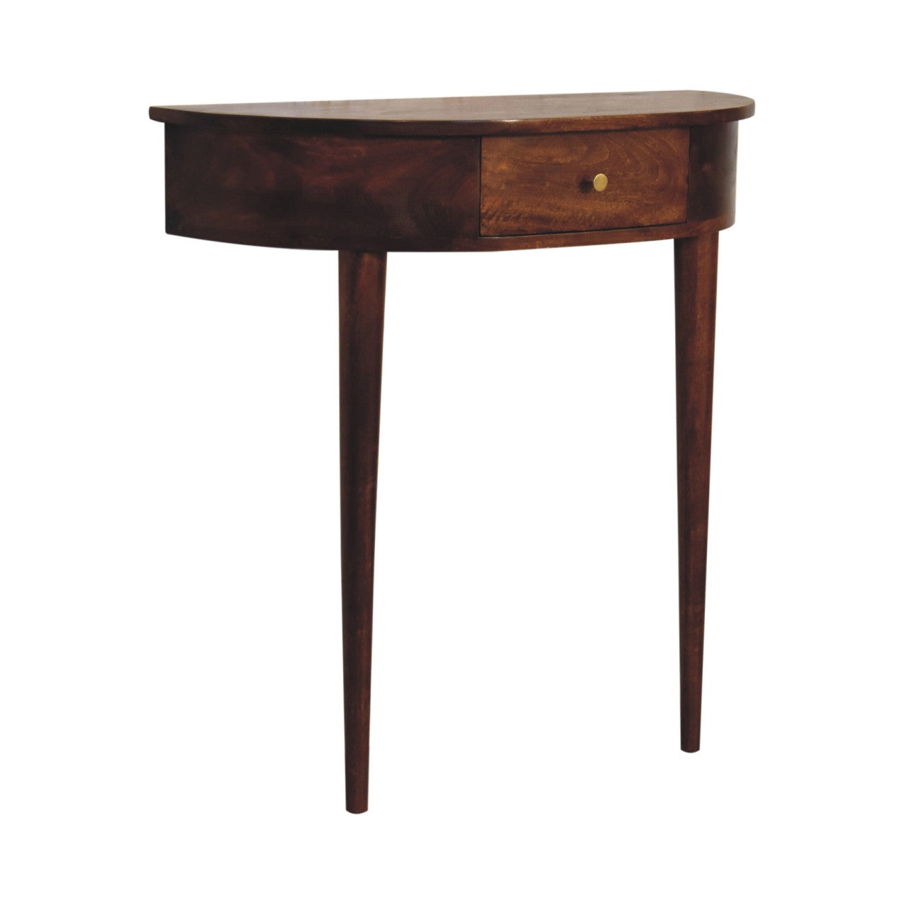 Solid Wood Console, Backless Mounted 1 Drawer, Dark Brown