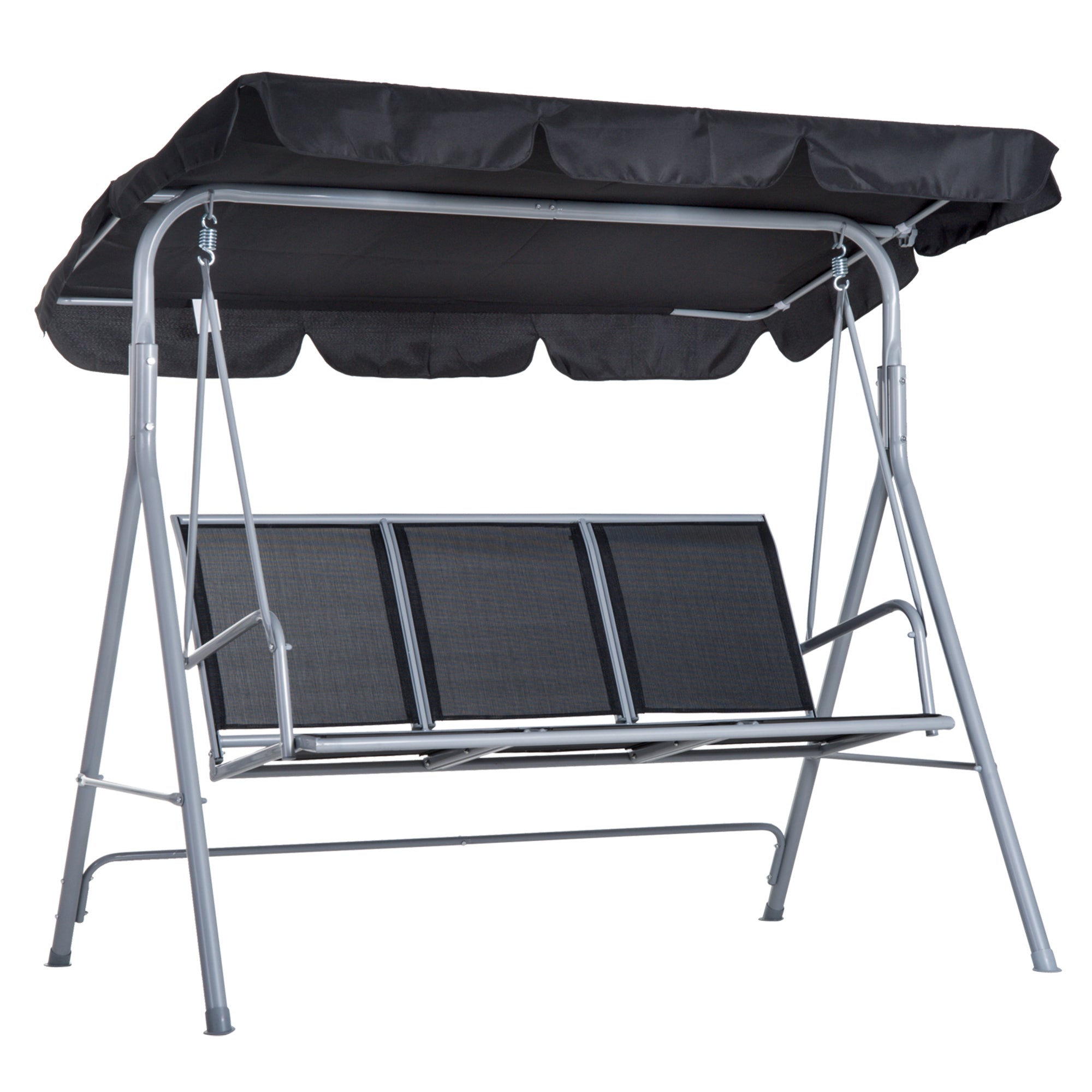Hollywood Swing, 3-Seater Elegant Garden Swing with Roof, Metal Frame Grey/Silver