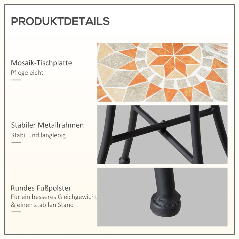 Side Table/Flower Stool Round Ø35.5cm Weatherproof, Yellow and Grey
