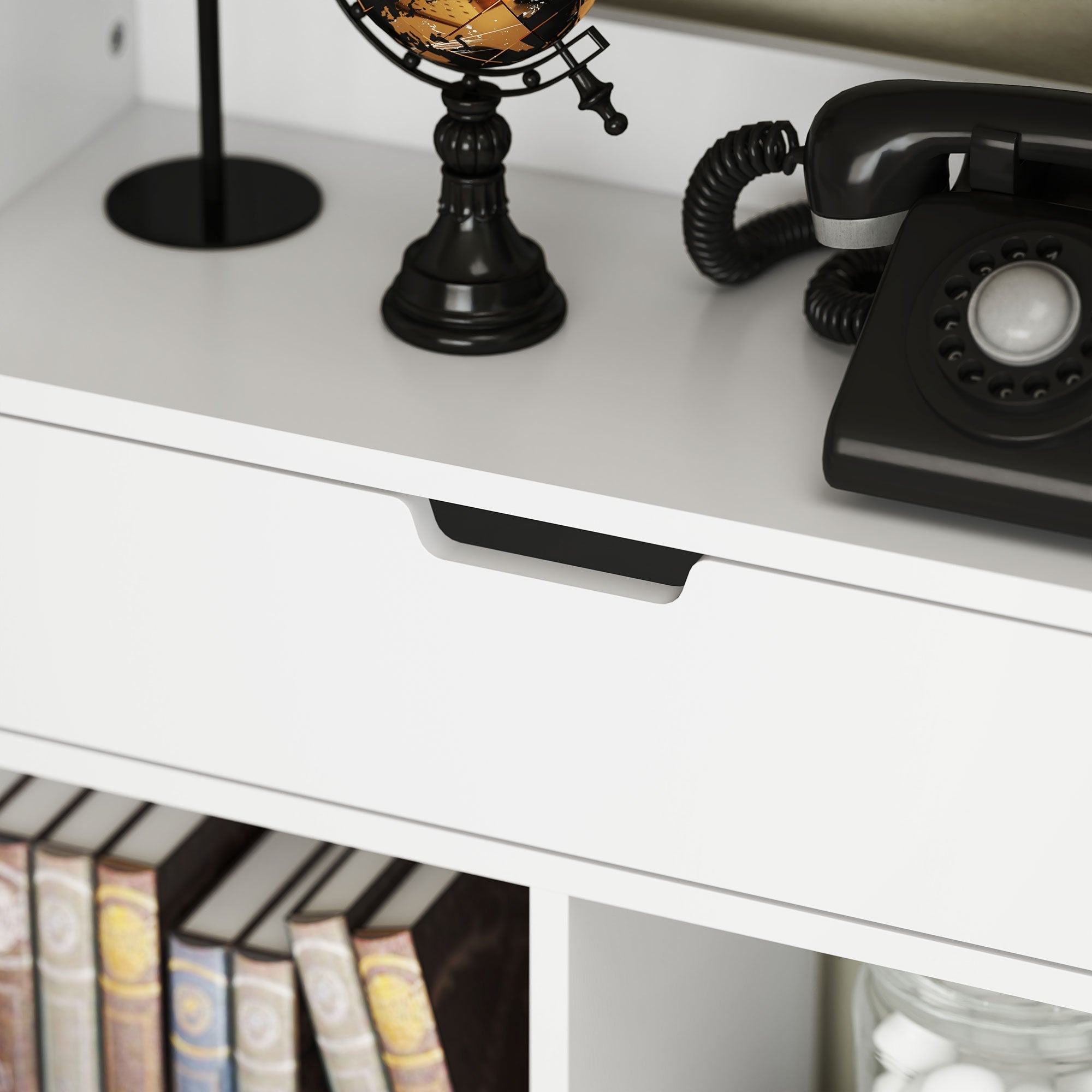 Bookshelf 9 Shelves 1 Drawer Anti-Tip 60x26x158cm White