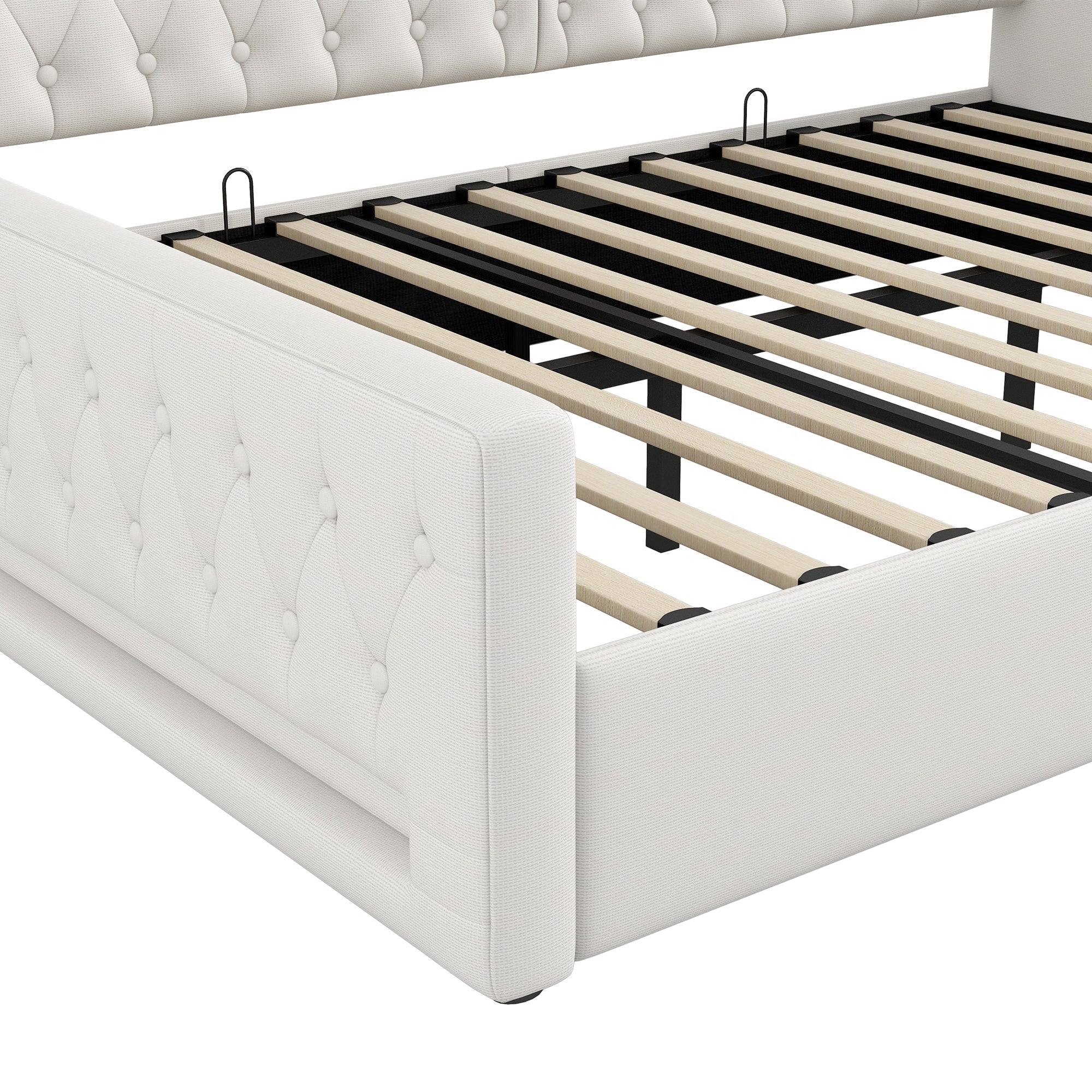 Upholstered Daybed 140x200 LED Storage - Beige