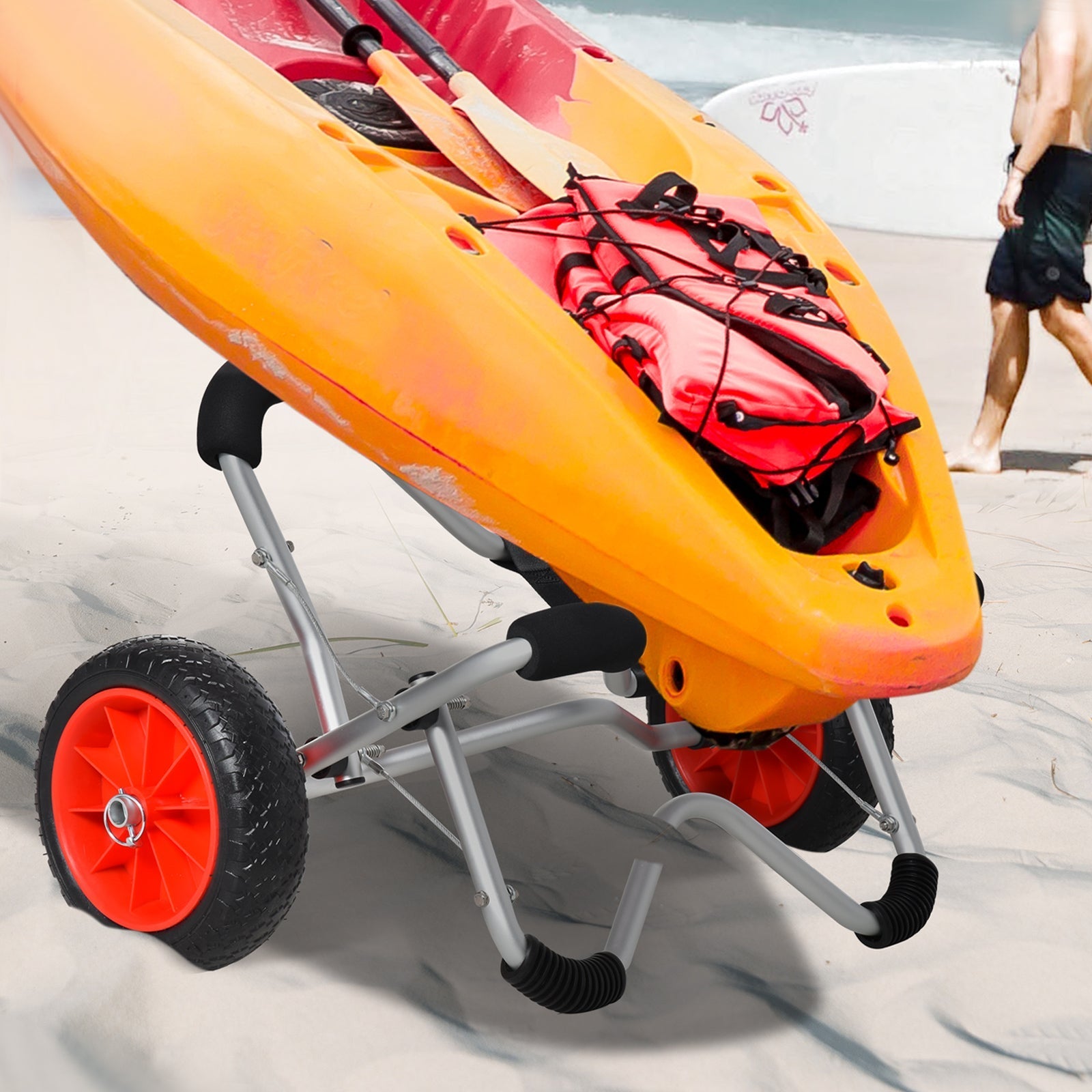 Kajakwagen faltbar, PU-Reifen, 75 kg, Aluminium