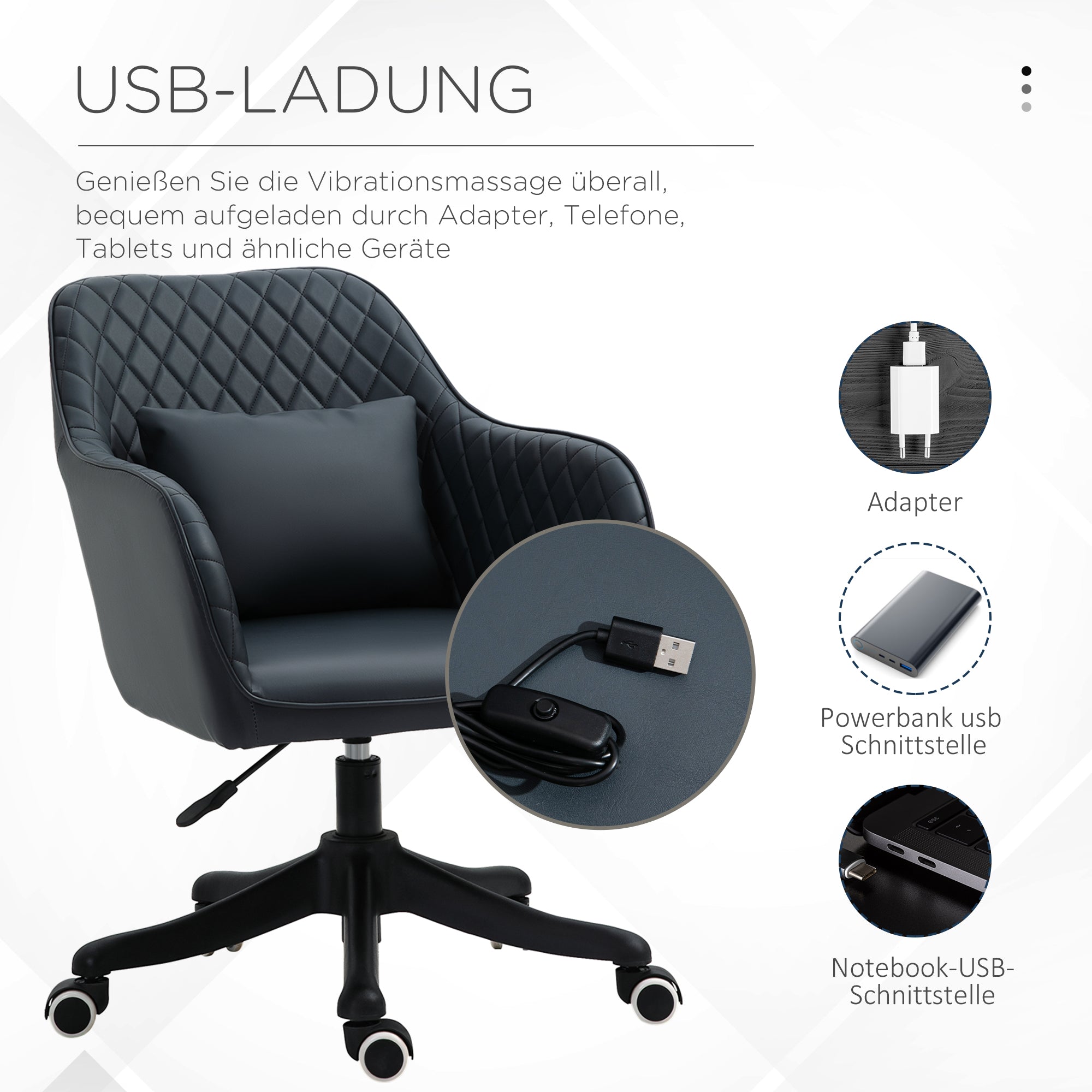Vinsetto Swivel Massage Office Chair with Armrests, Lumbar Cushion, Green