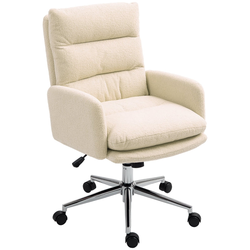 Office Chair, Ergonomic Desk Swivel with Rocking Function, Lambswool, Cream White