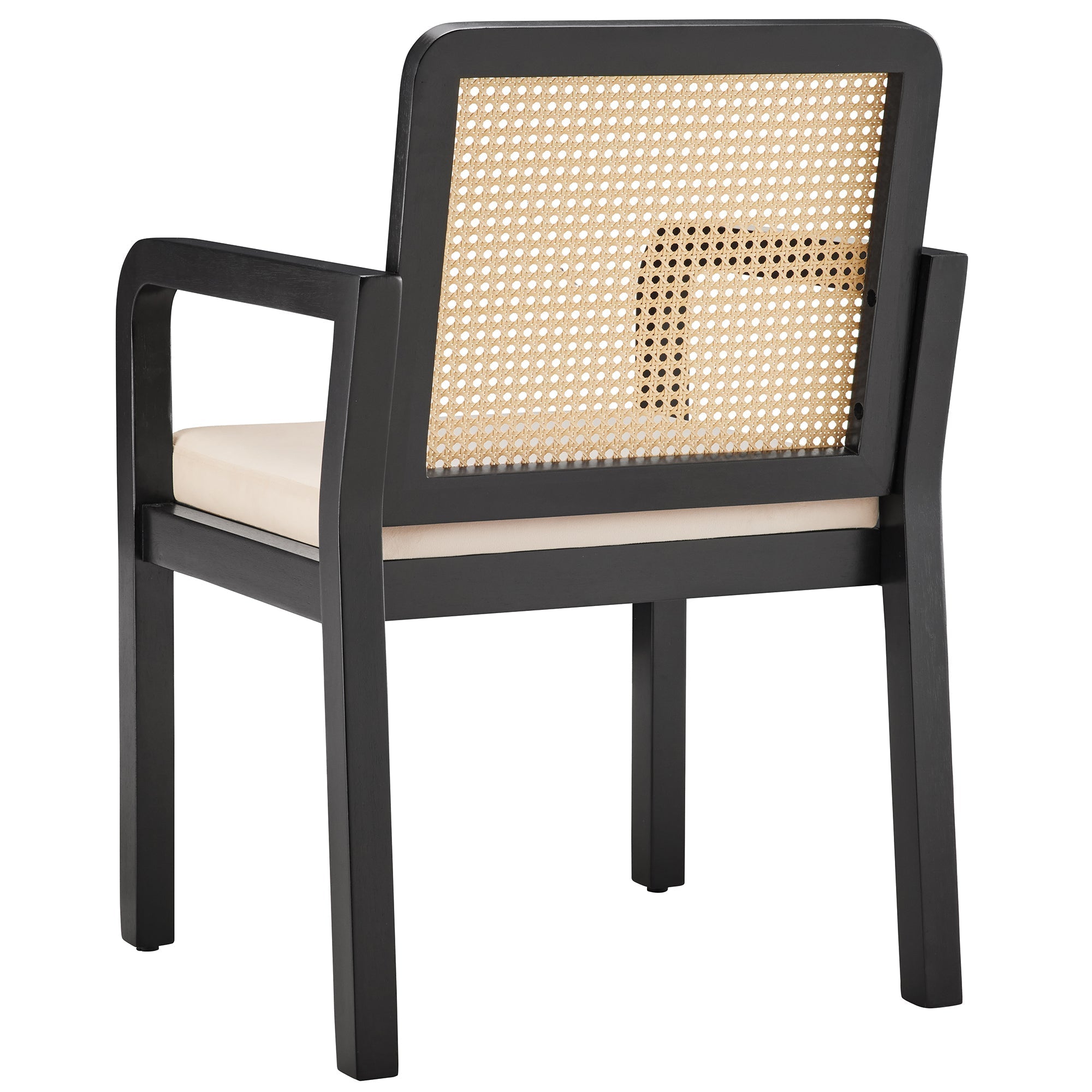 Dining Chair Set of 6 Ergonomic Rattan Backrest Rubberwood Legs Velour Fabric