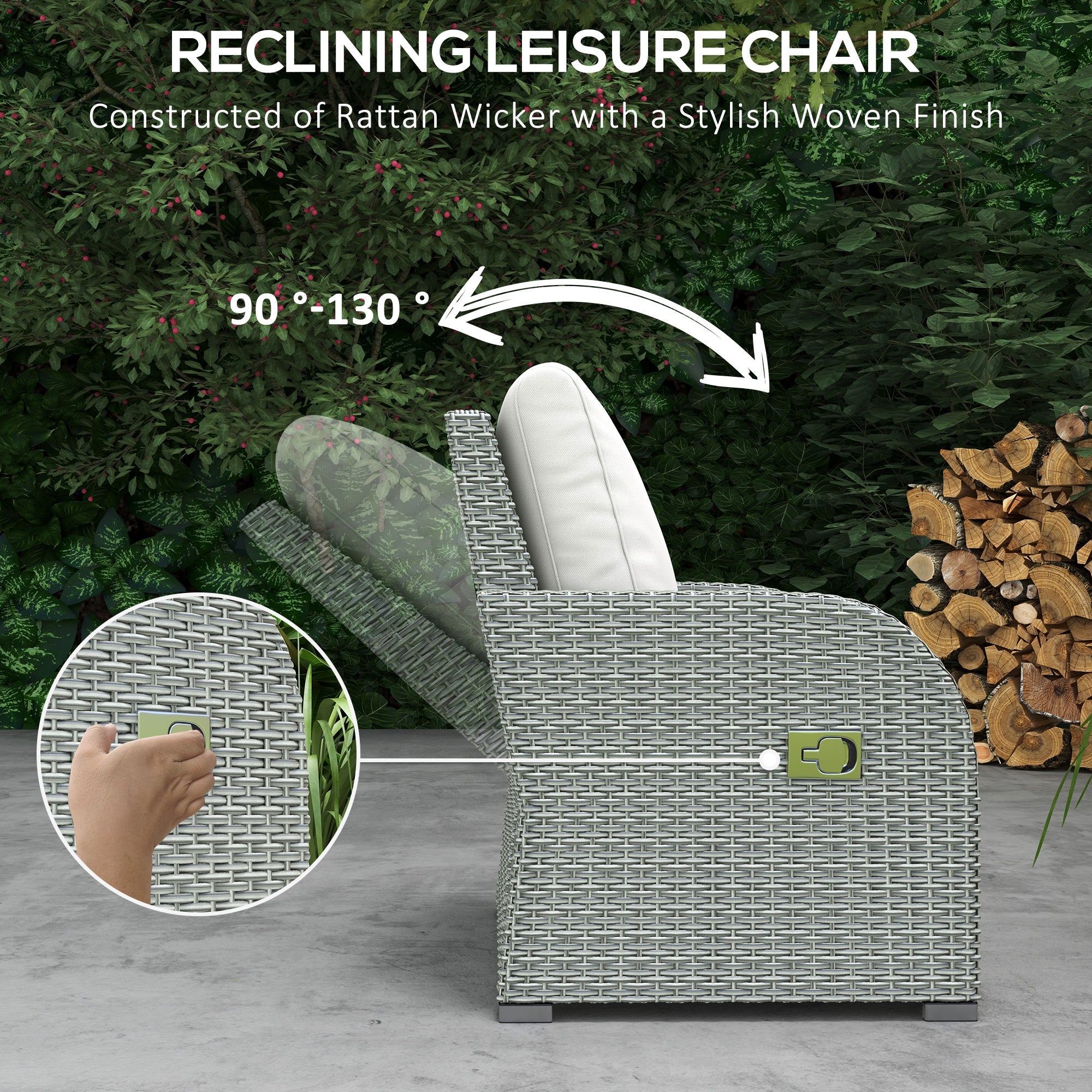 Six-piece Outdoor Rattan Dining Sofa Set with Reclining Armchairs, Grey