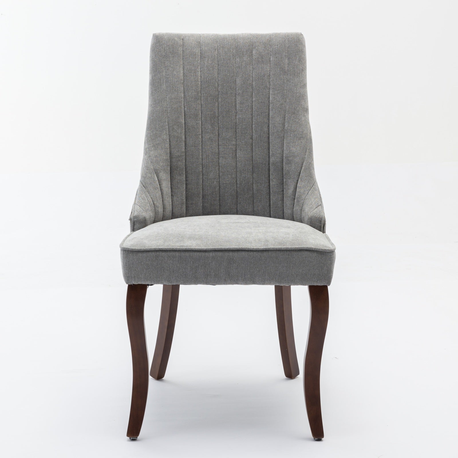 Dining Chairs Set of 2 Upholstered Fabric Curved Solid Wood Legs - Gray