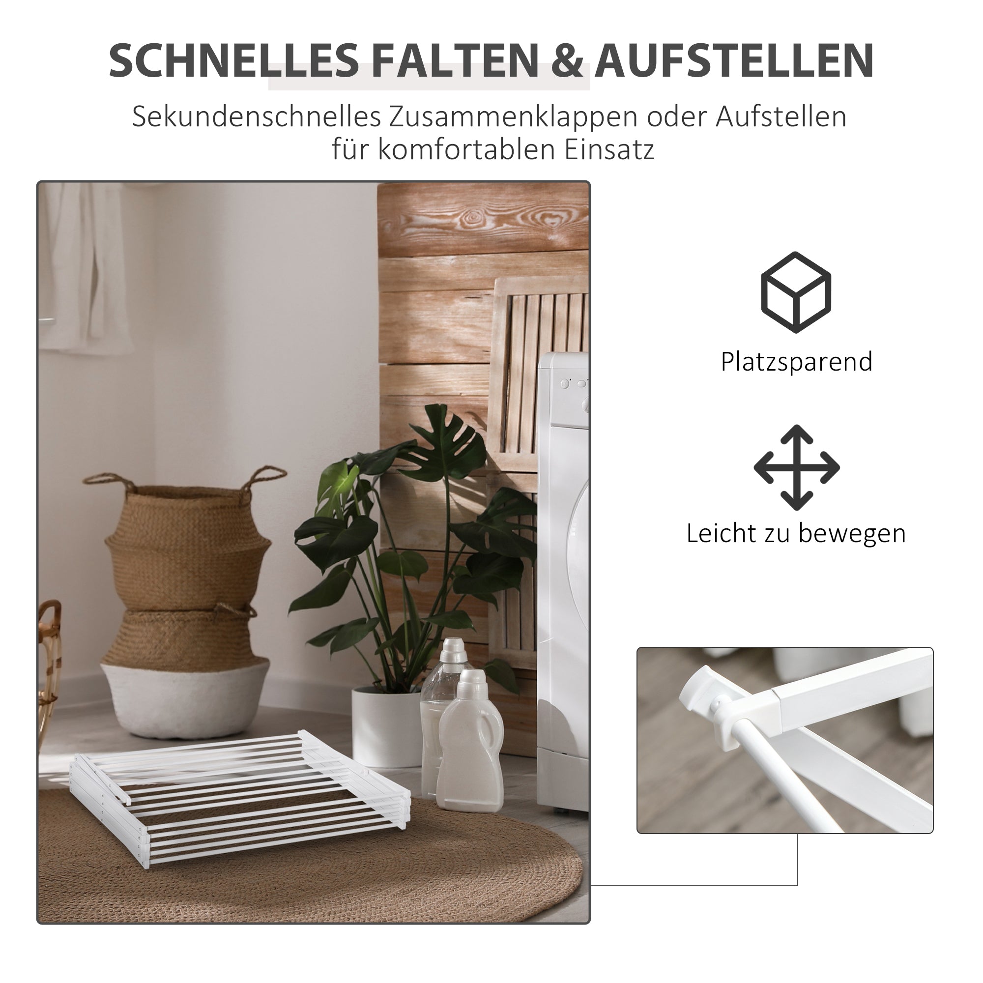 Wäscheständer klappbar, 8-stufiger Turmtrockner, Metall Kunststoff Weiß