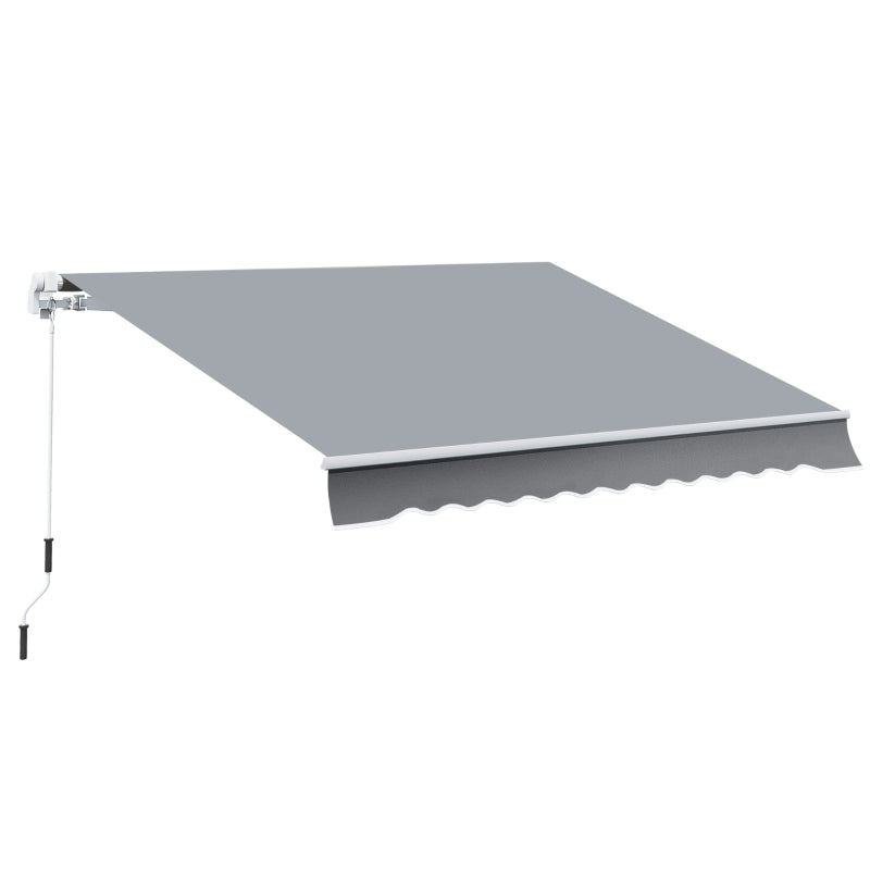 Gelenkarmmarkise, 3,95 x 2,45 m, Handkurbel, Polyester, Grau/Weiß