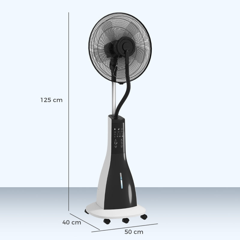 Water-Cooled Pedestal Fan, Misting, Remote, 3 Speed, 3L Tank, 90W, 125cm with Wheels