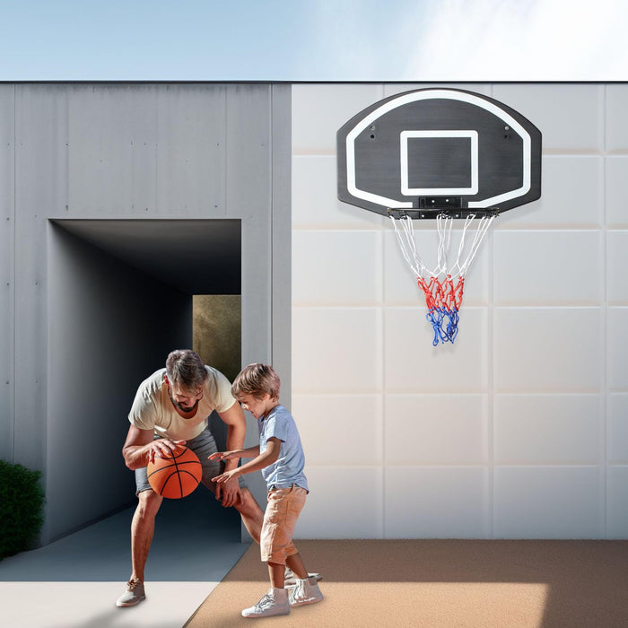 Basketball Hoop Wall/Door Mount Indoor/Outdoor Shatter-Proof Backboard - Black