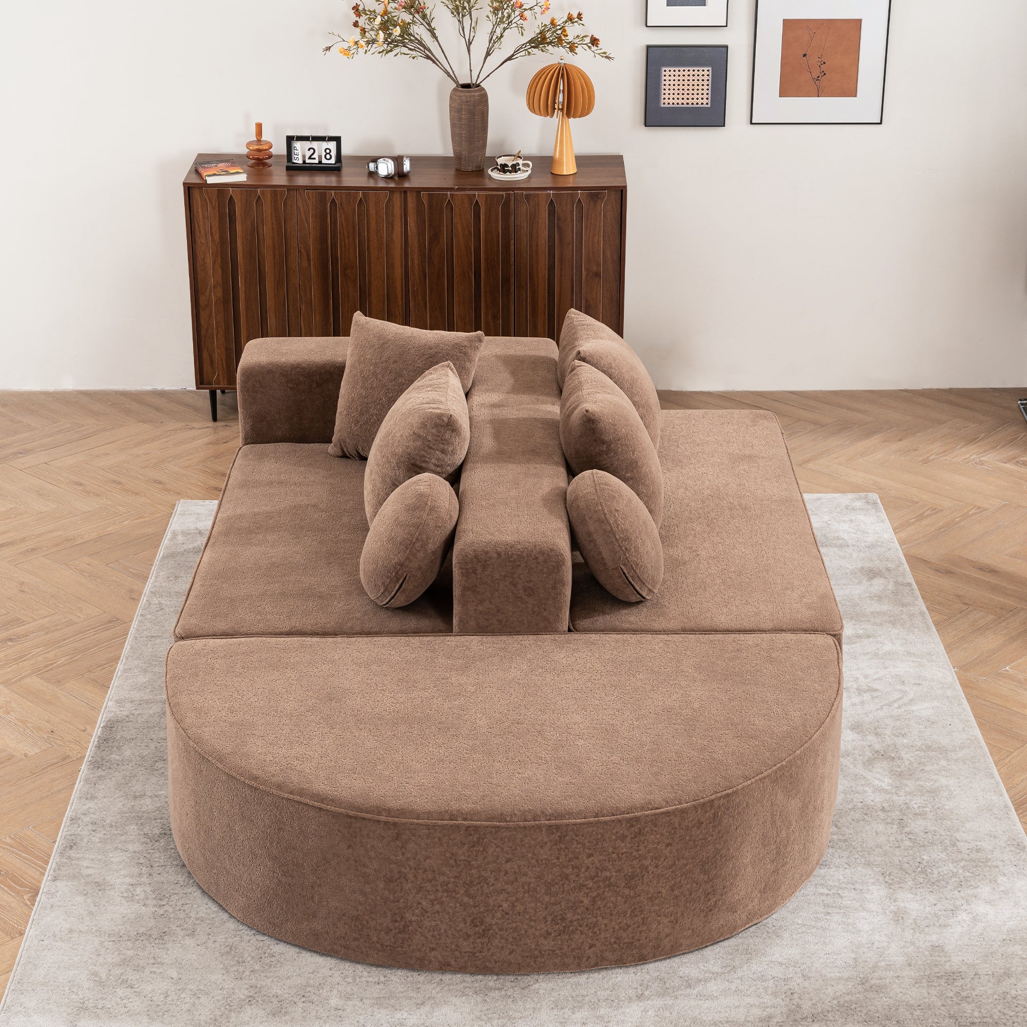 Boneless Cloud Sofa Modular Segmented No Assembly - Chenille Fabric