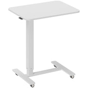 C-Shaped Sit-Stand Desk, Height-Adjustable with Wheels, White