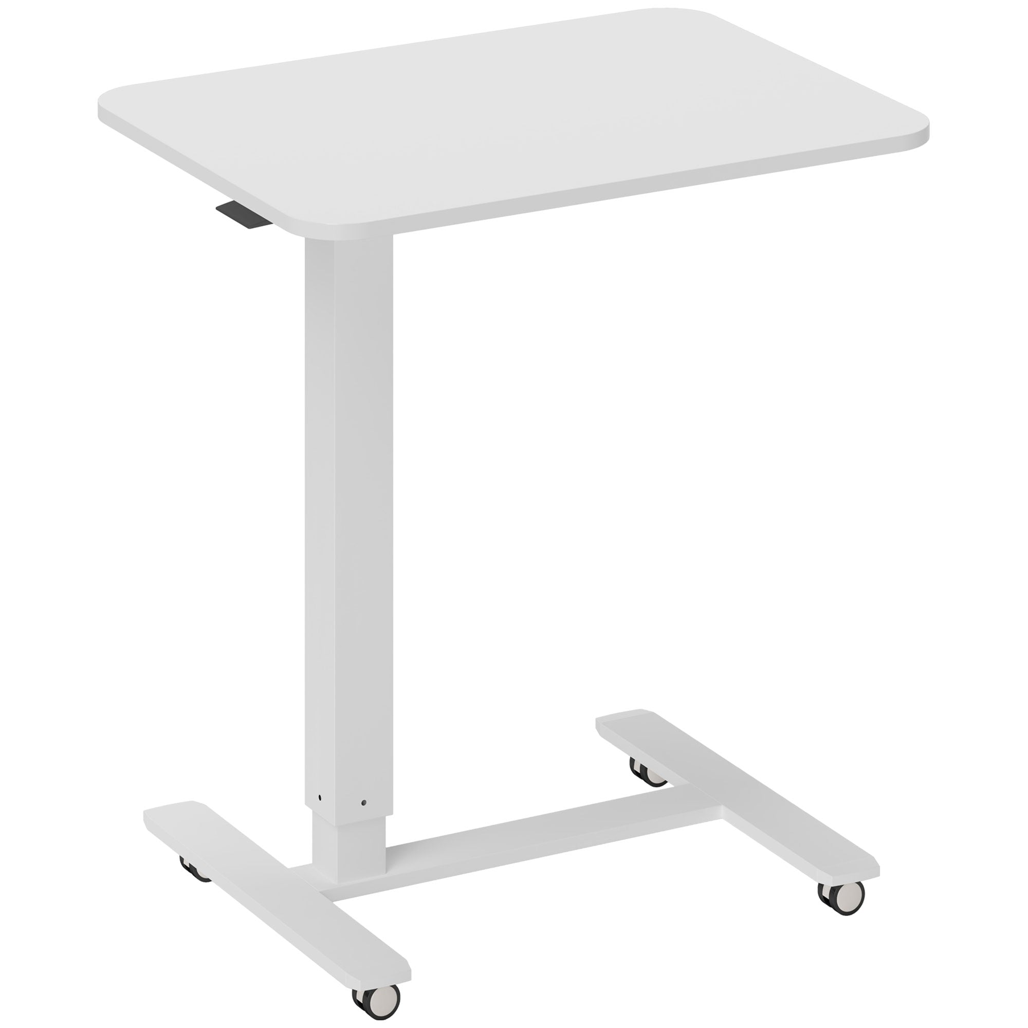 Aosom C-Shaped Sit-Stand Desk, Height-Adjustable with Wheels, White