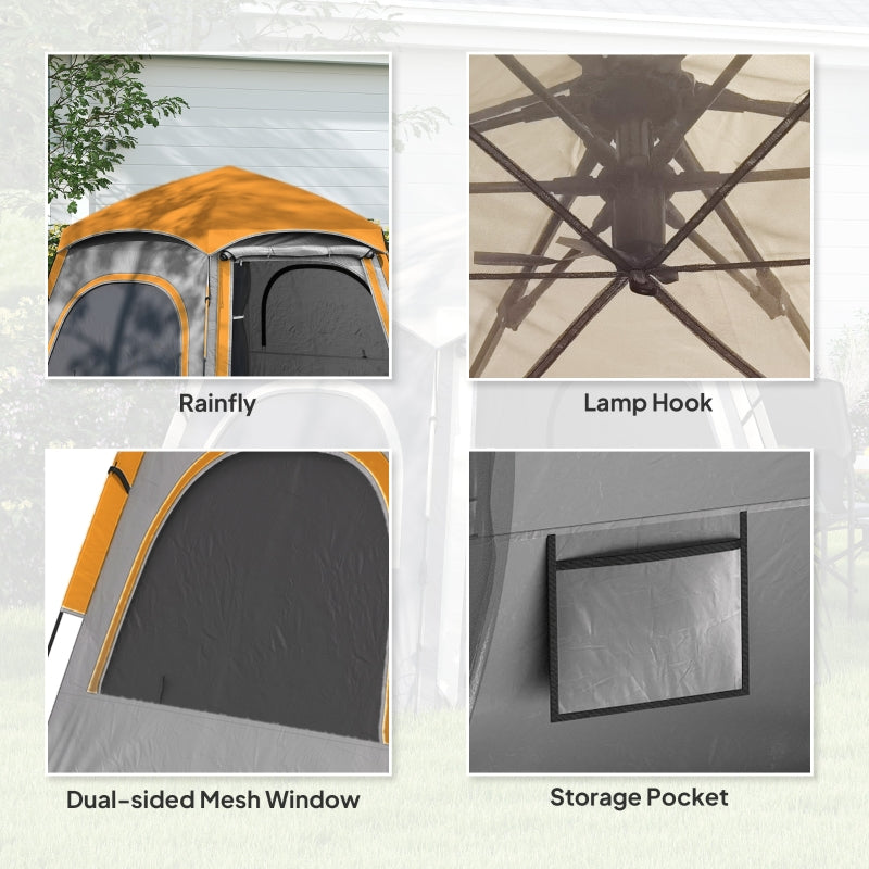Instant Pop Up Camping Tent, Easy Setup Dome Family Tent, Waterproof & UV Protected, Light Grey