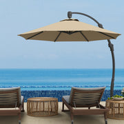 3m Cantilever Parasol, Round Overhanging Umbrella, Crank, 360° Rotation, Khaki