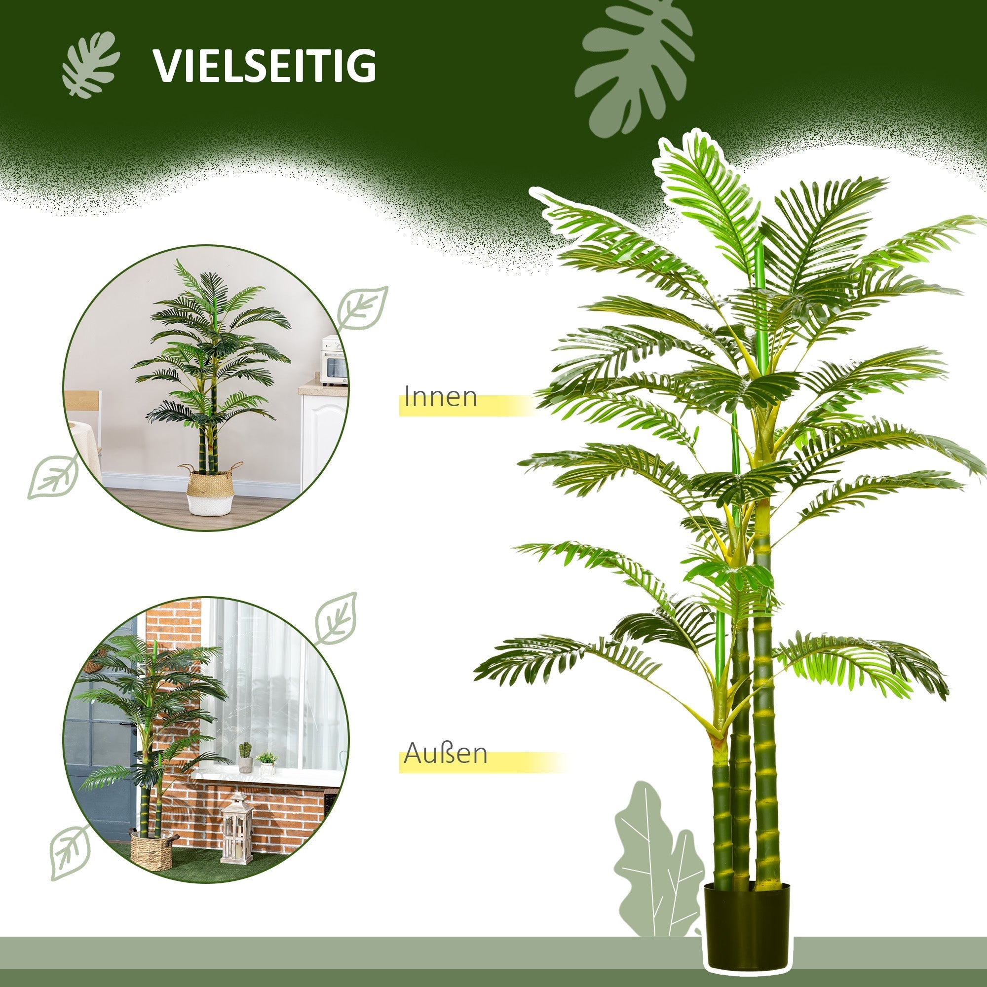 Artificial Palm Tree 190 cm Plant in Pot, Plastic