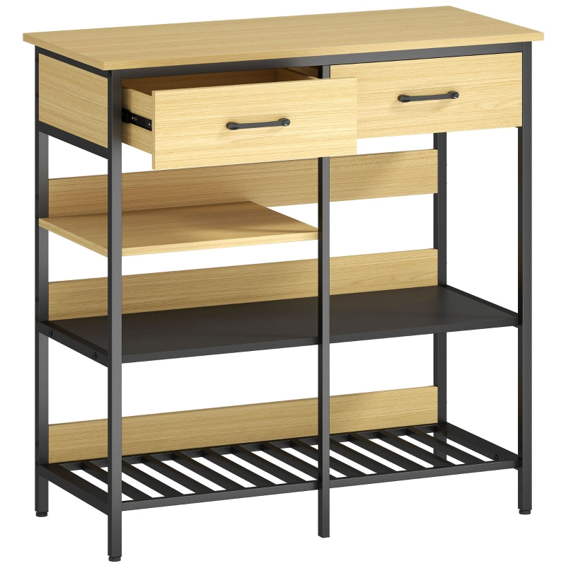 Sideboard with 2 Drawers and 3 Open Shelves 90x91cm Natural Wood