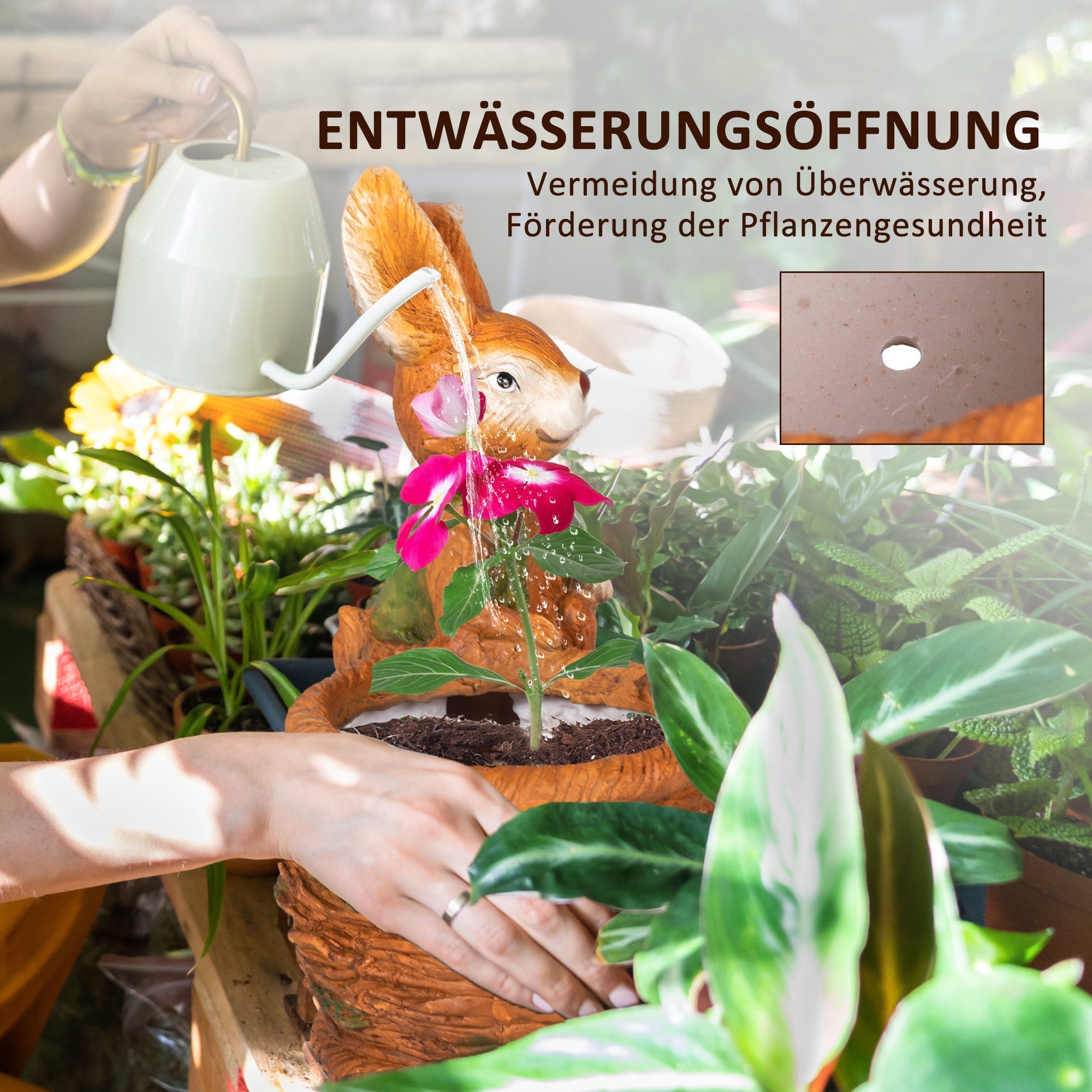 Blumentopf Hase Weidekorb Kräutertopf mit Ablaufloch MgO