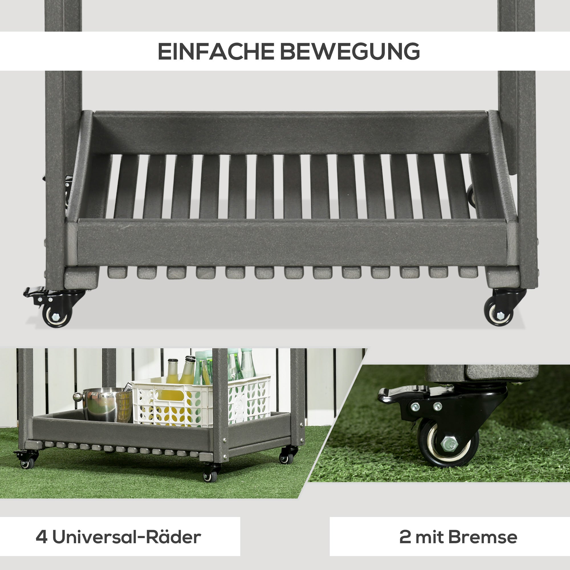 Serving Cart Barbecue Trolley, Towel Holder 2 Shelves 87x50x80cm Outdoor Multifunctional Table