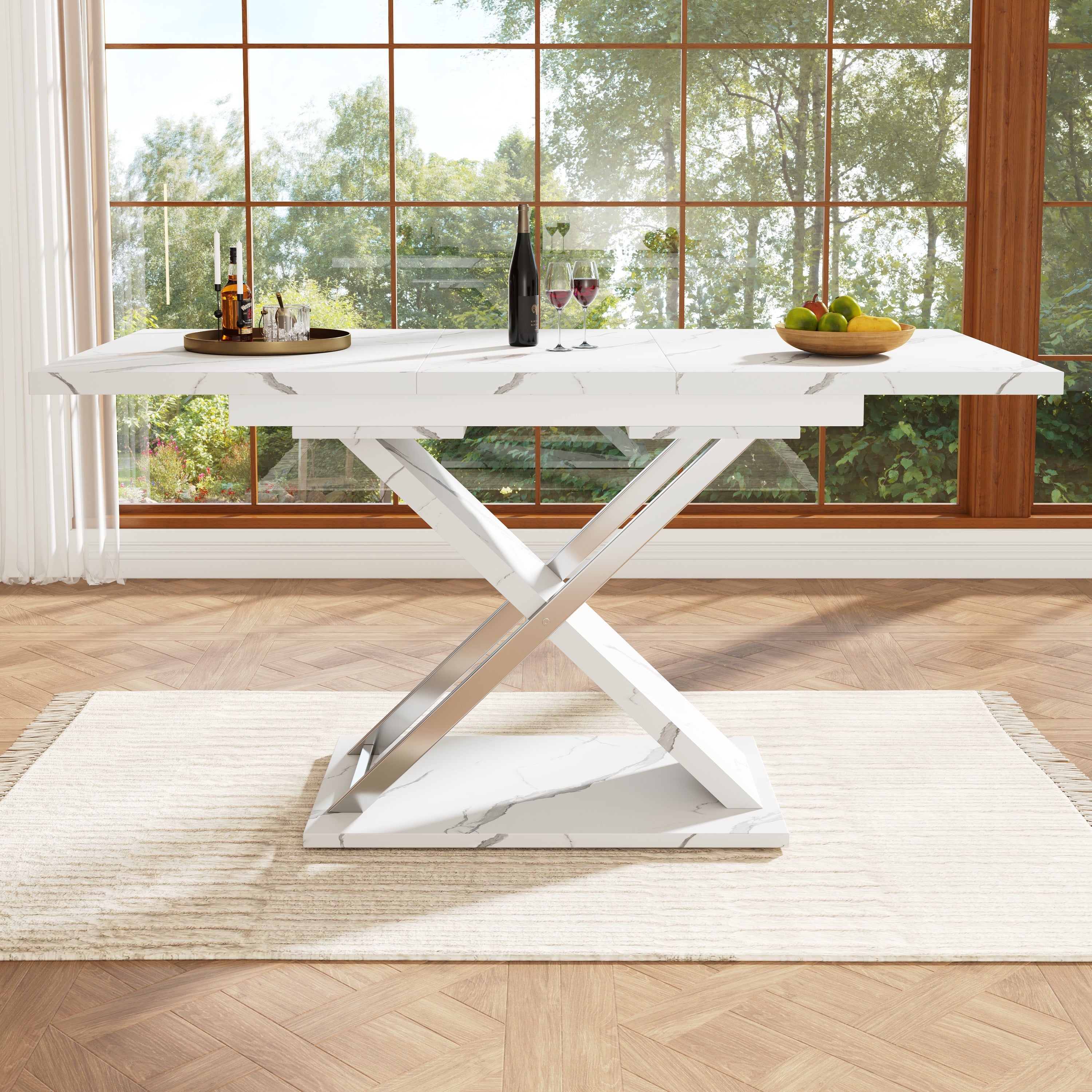 Extendable Dining Table 118-157cm Cross Legs