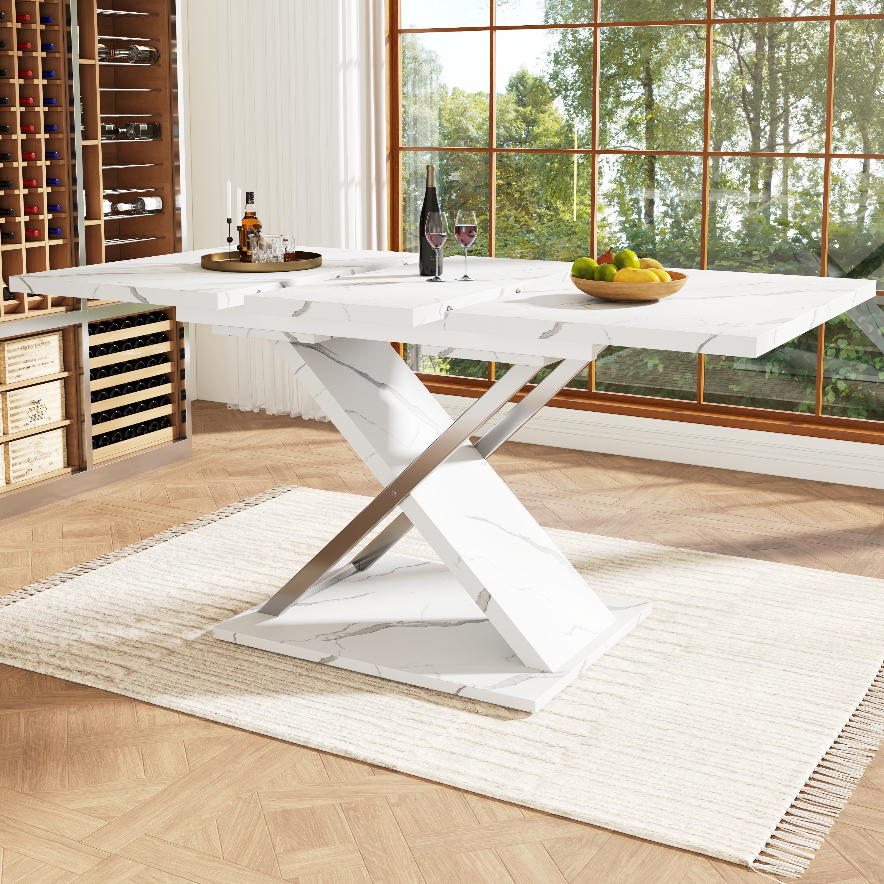 Extendable Dining Table 118-157cm Cross Legs