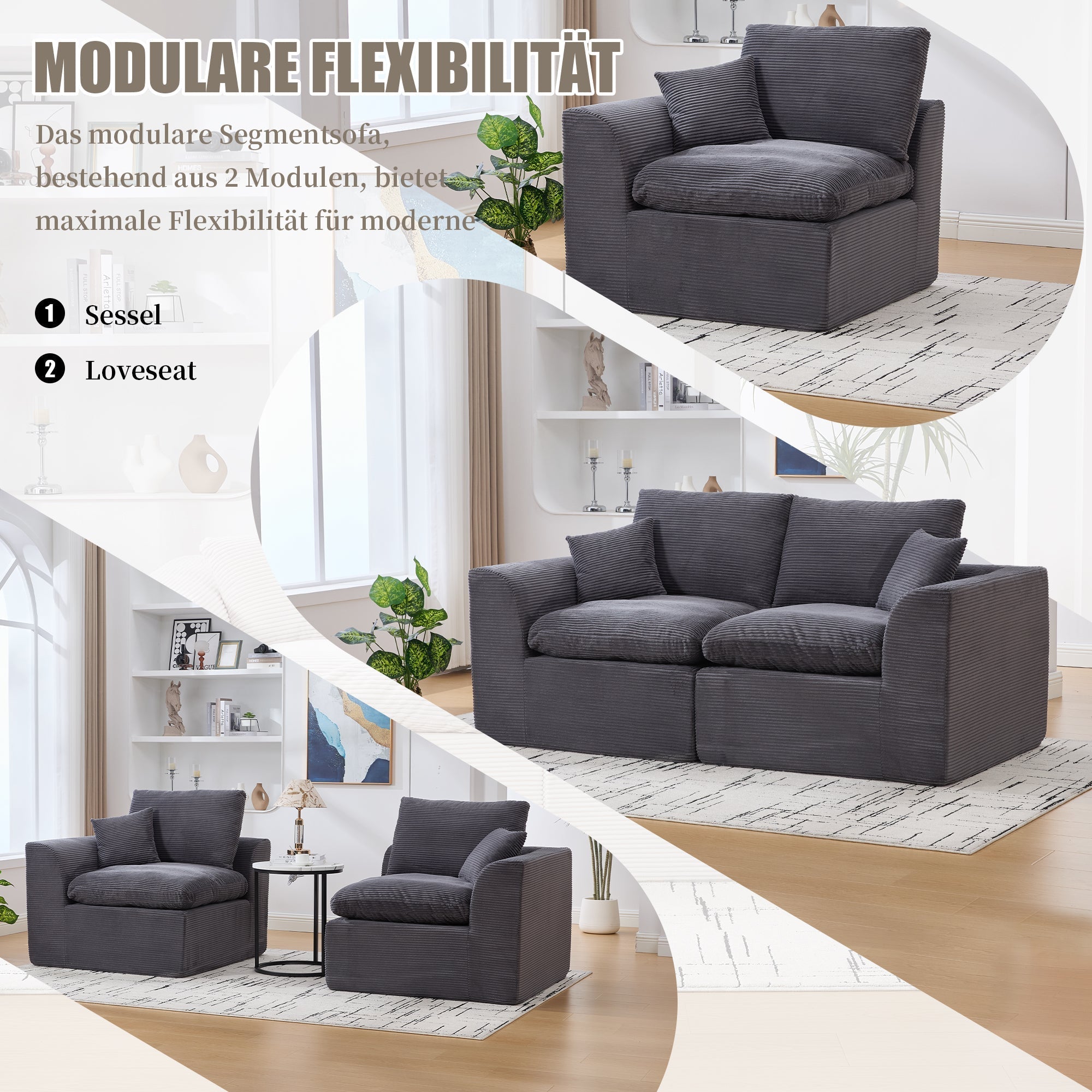 Two-seater Sofa Modern Minimalist Nordic Style with Cushions Fabric