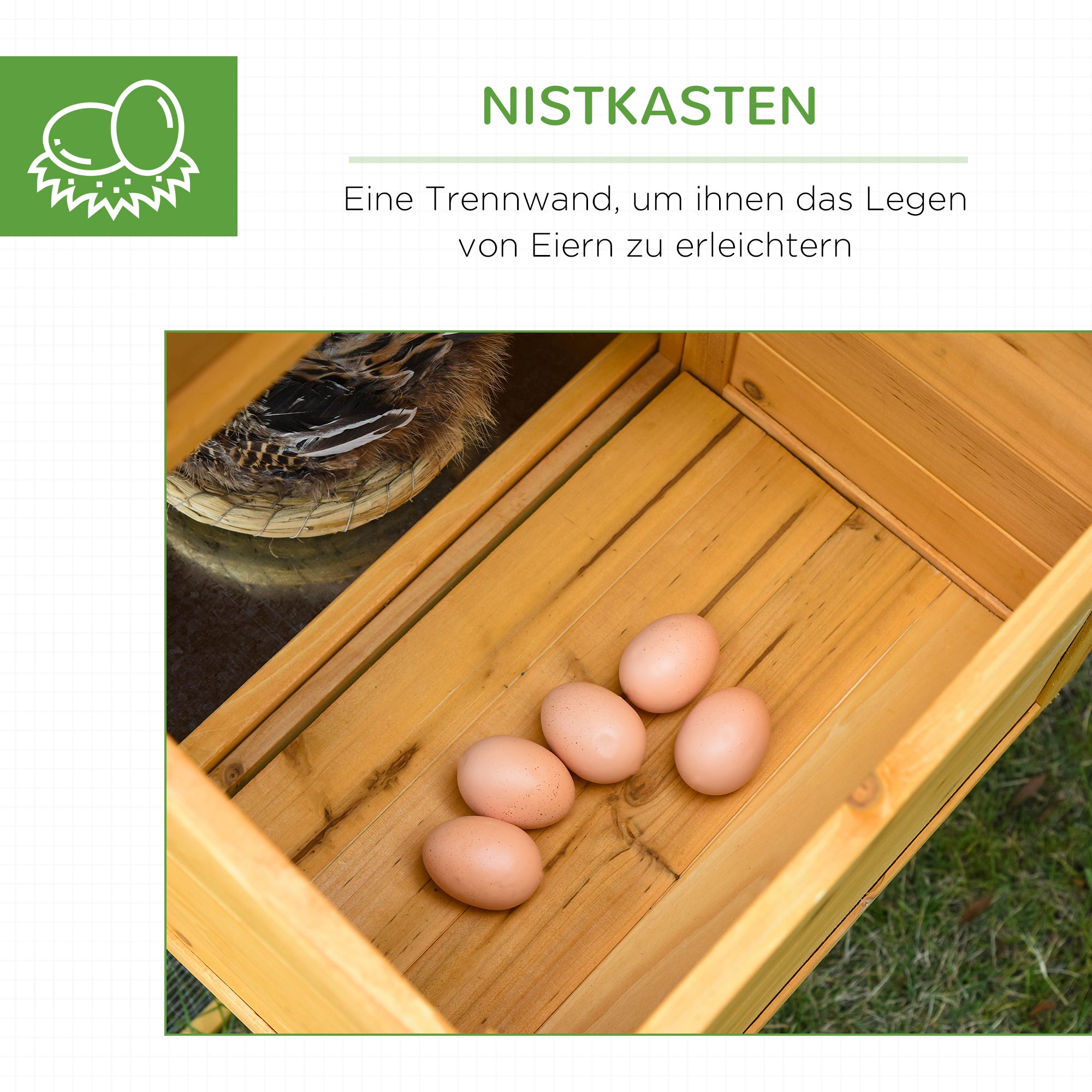 Bantam Chicken Coop with Run & Nesting Box, Fir Wood Yellow Green