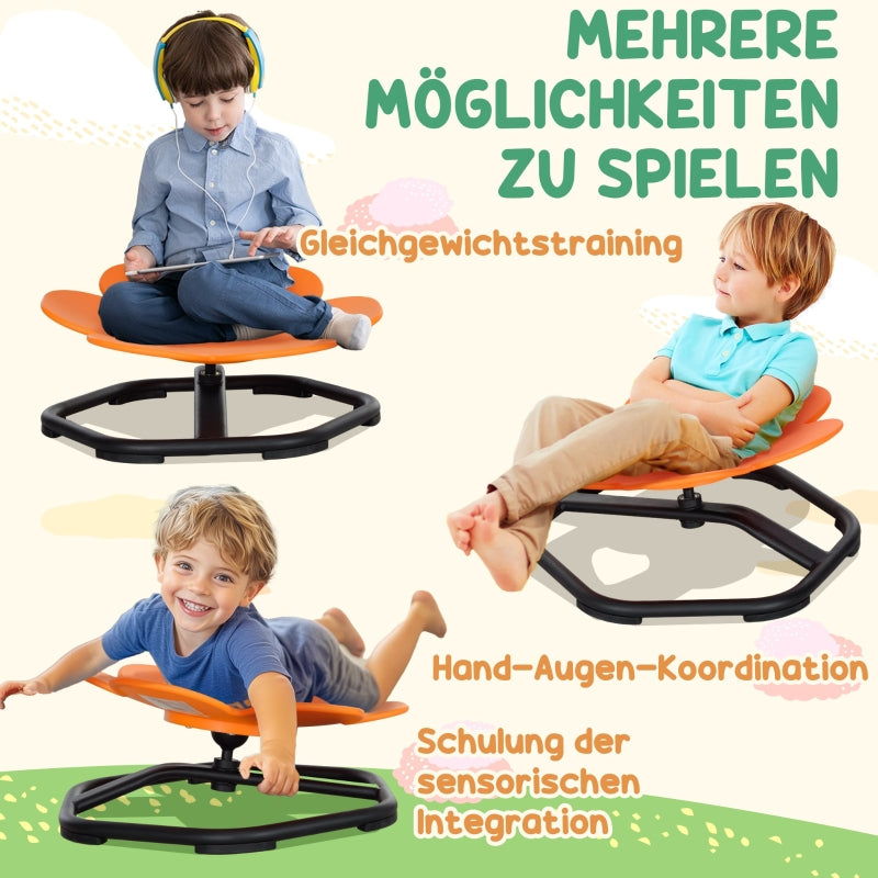 AIYAPLAY Sensory Children's Chair, Swivel Sensory Balance Training Seat, Plastic Orange