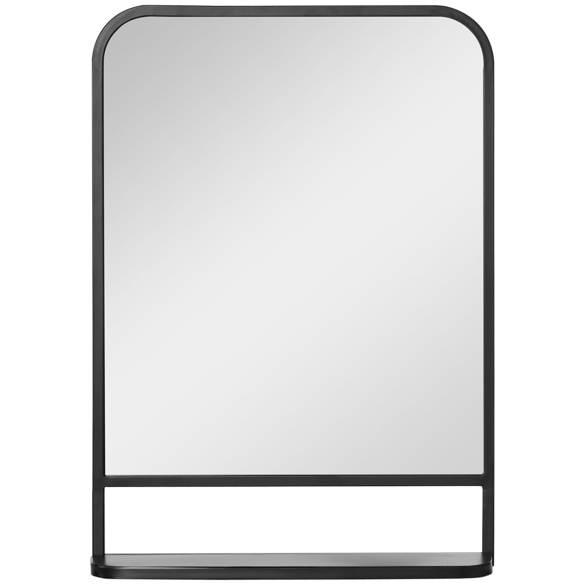 Wall Mirror with Shelf 70x50cm Modern Rectangular, Black